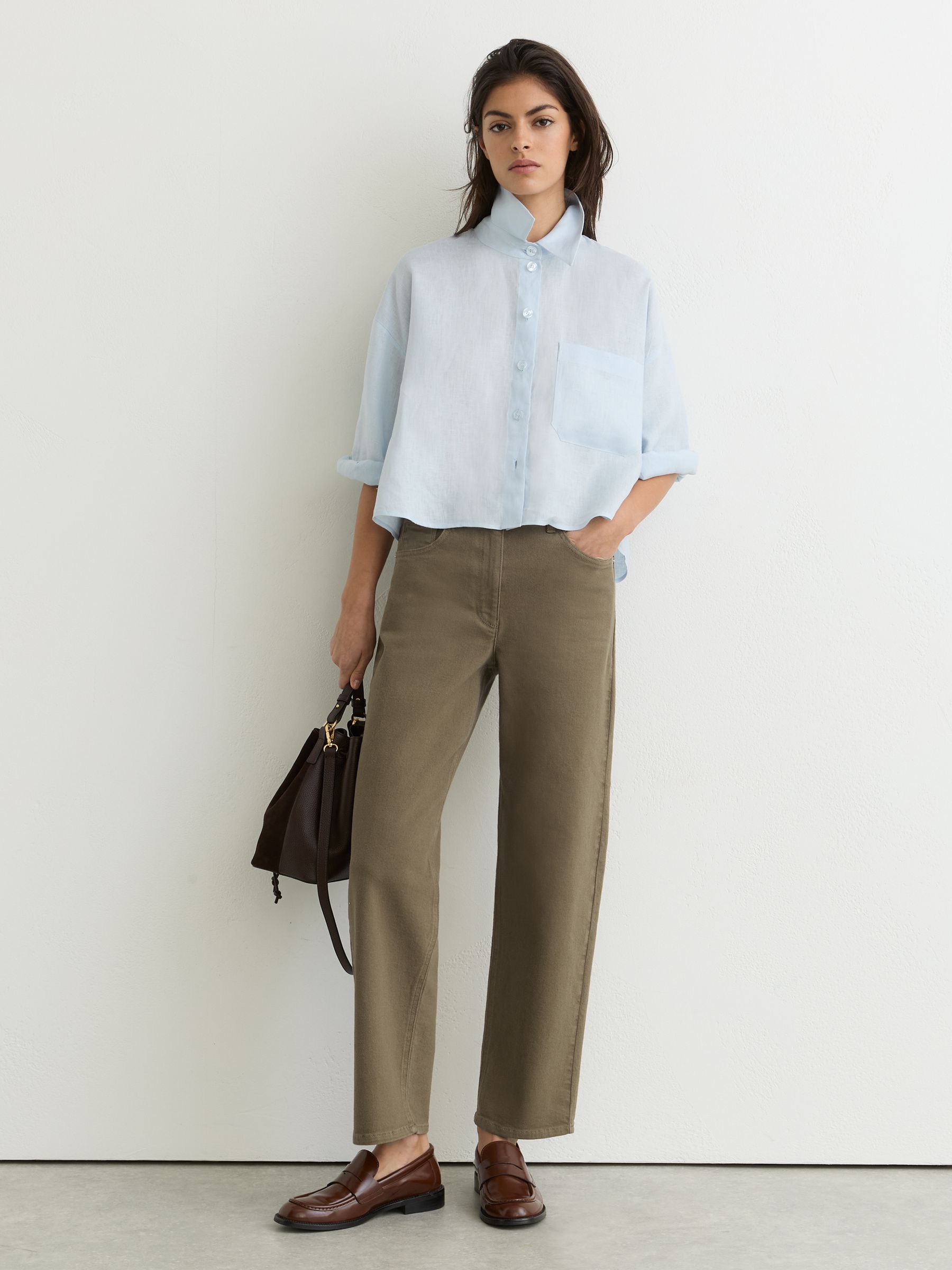 Mid-Rise Straight-Leg Jeans in Khaki Green - image 2