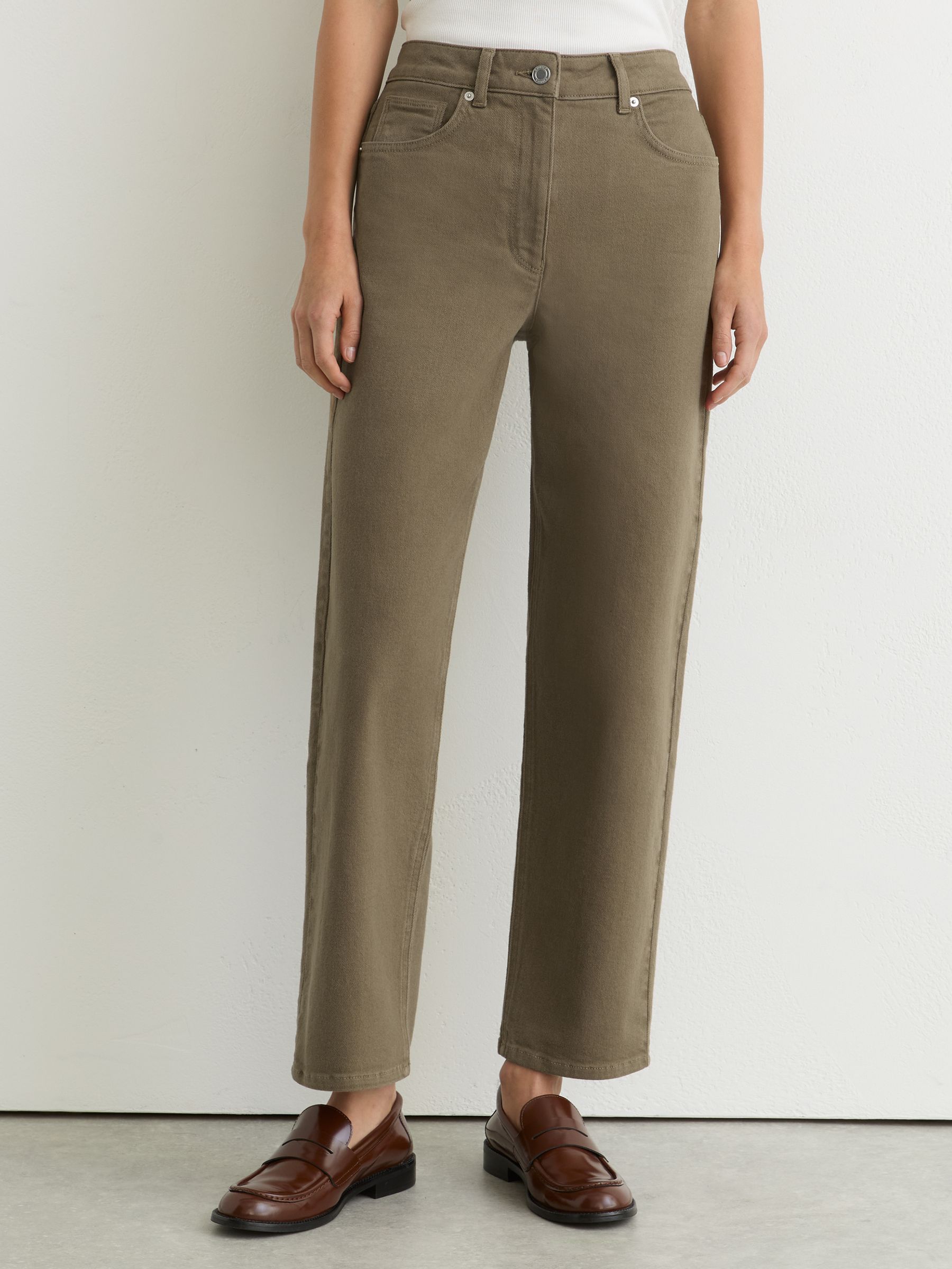 Mid-Rise Straight-Leg Jeans in Khaki Green - image 3