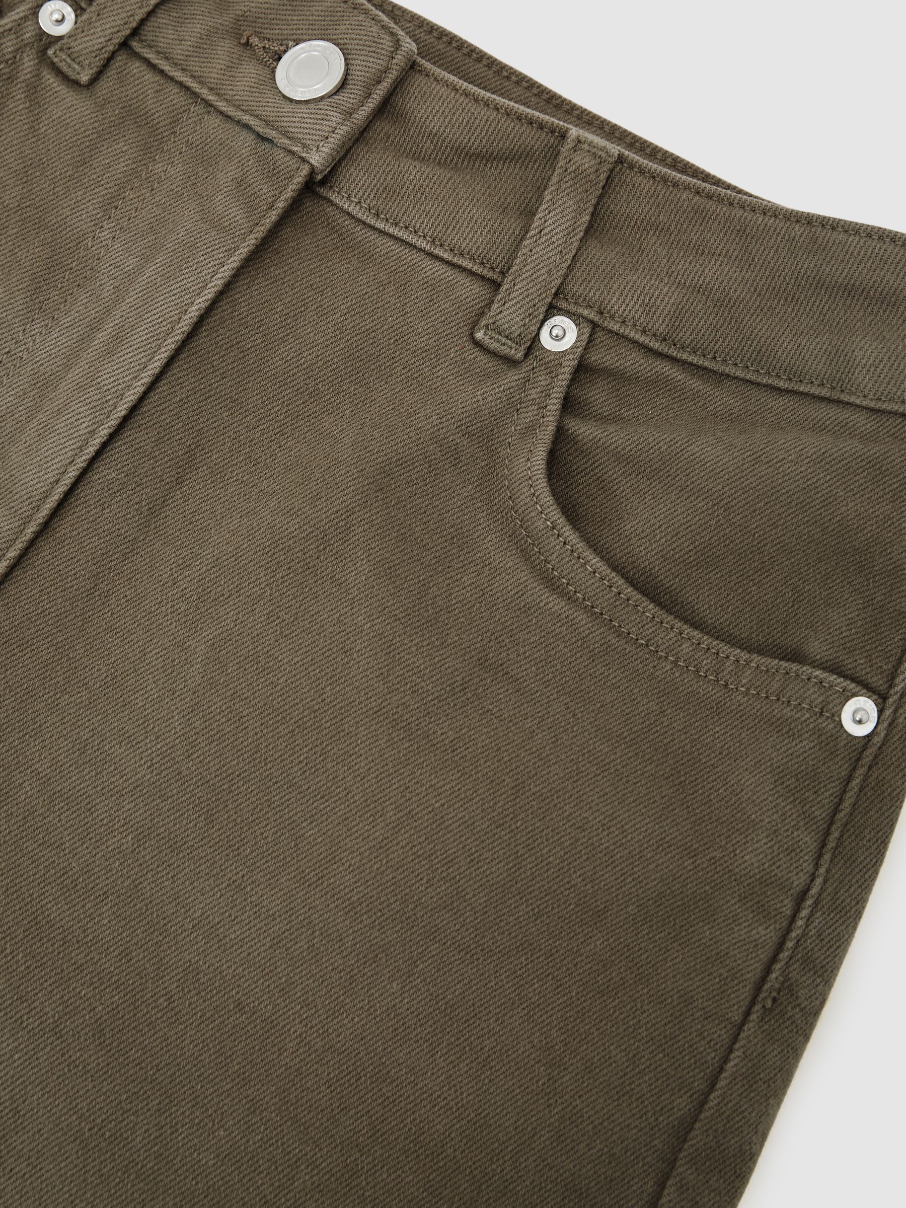 Mid-Rise Straight-Leg Jeans in Khaki Green - image 4