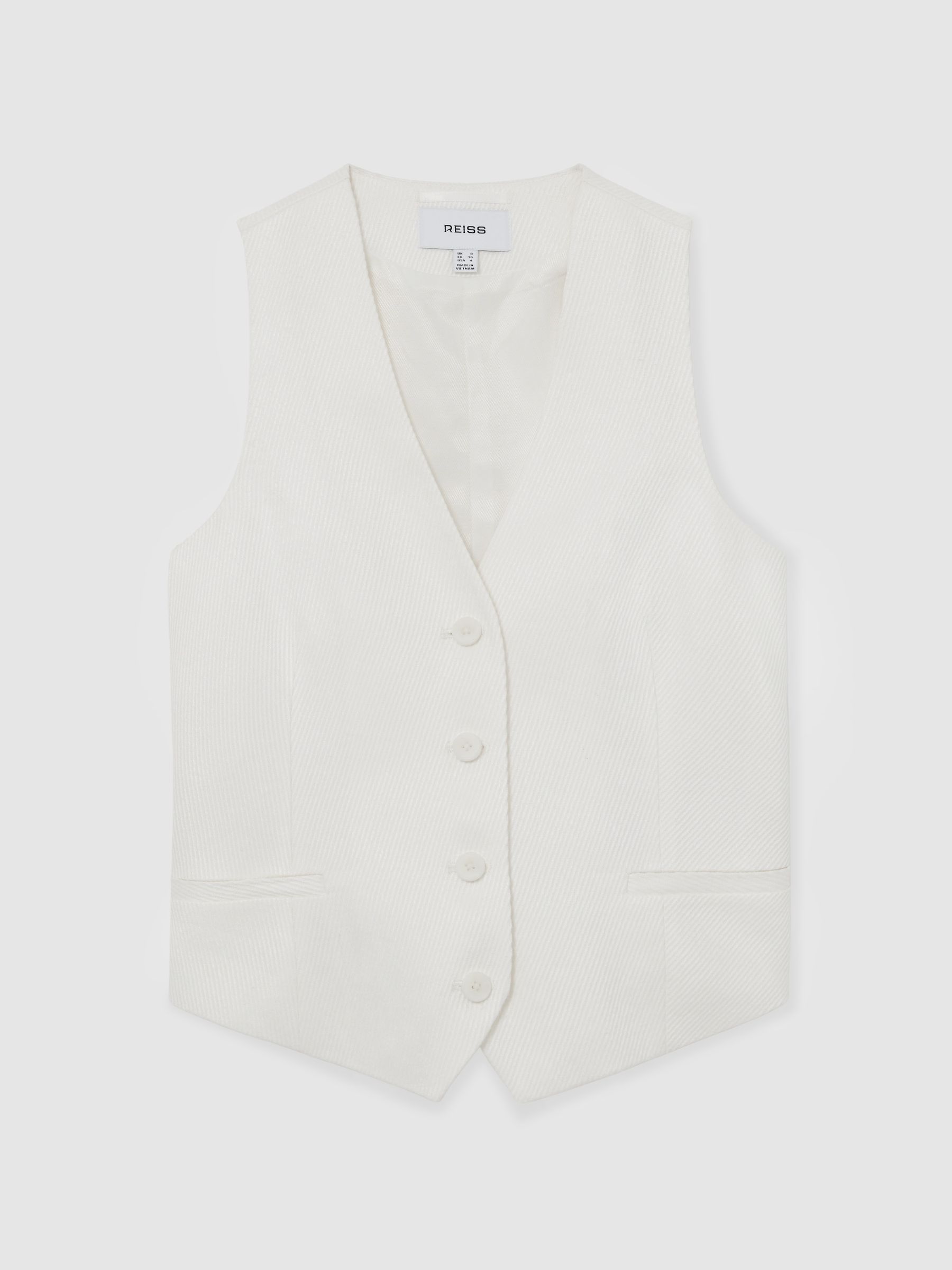 Linen-Blend Tailored Waistcoat in White - image 1