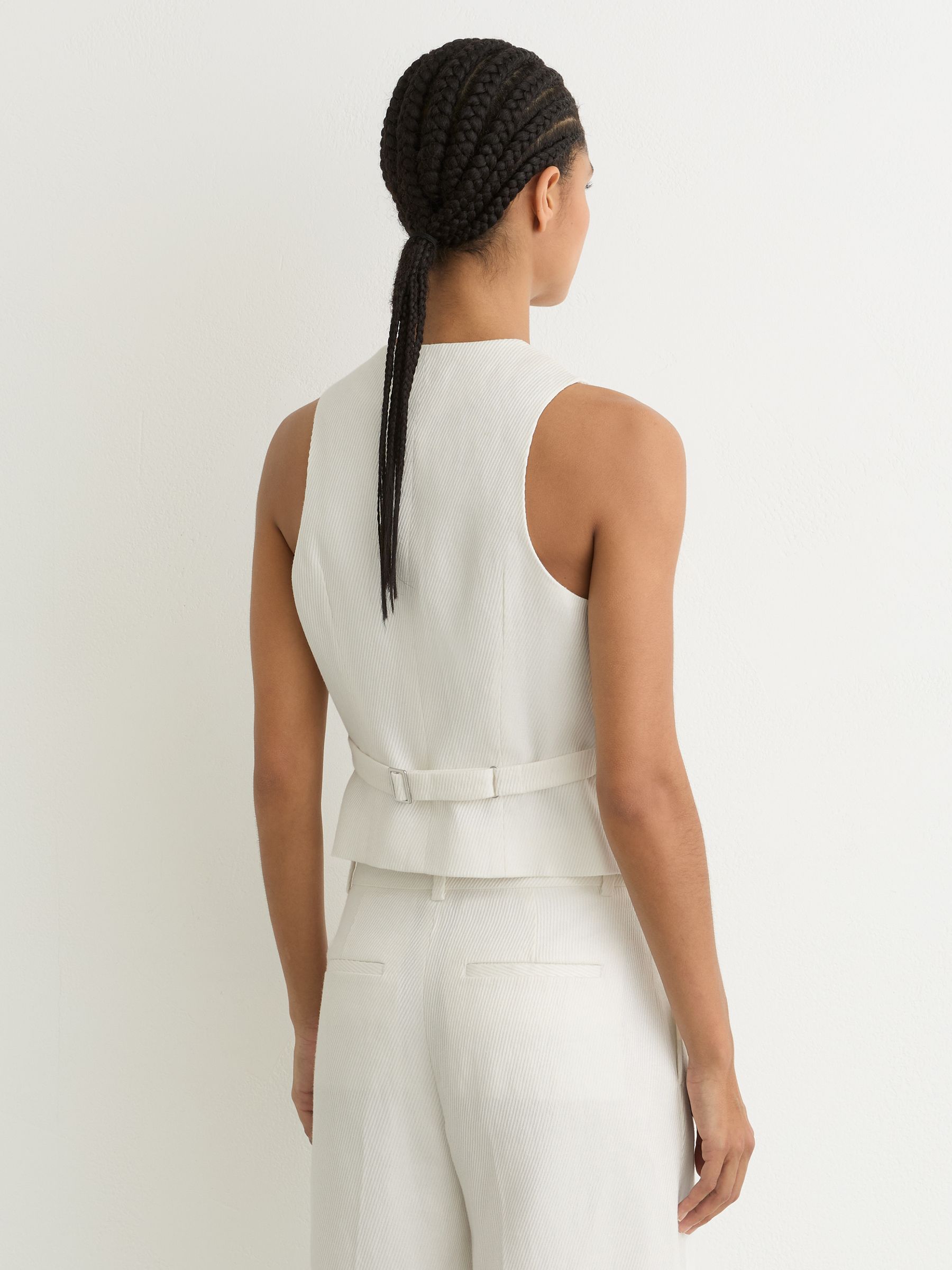 Linen-Blend Tailored Waistcoat in White - image 5