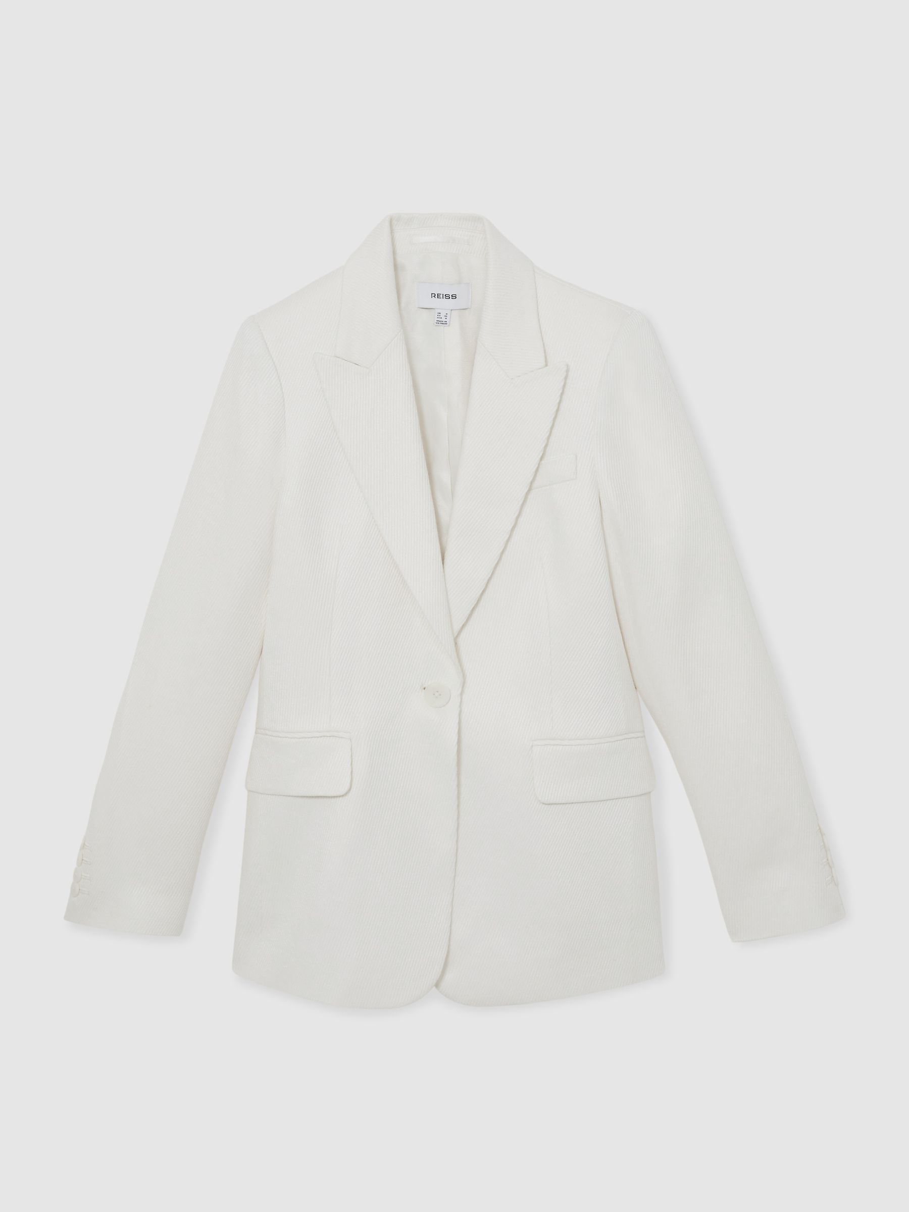 Petite Linen-Blend Single-Breasted Suit Jacket in White - image 1
