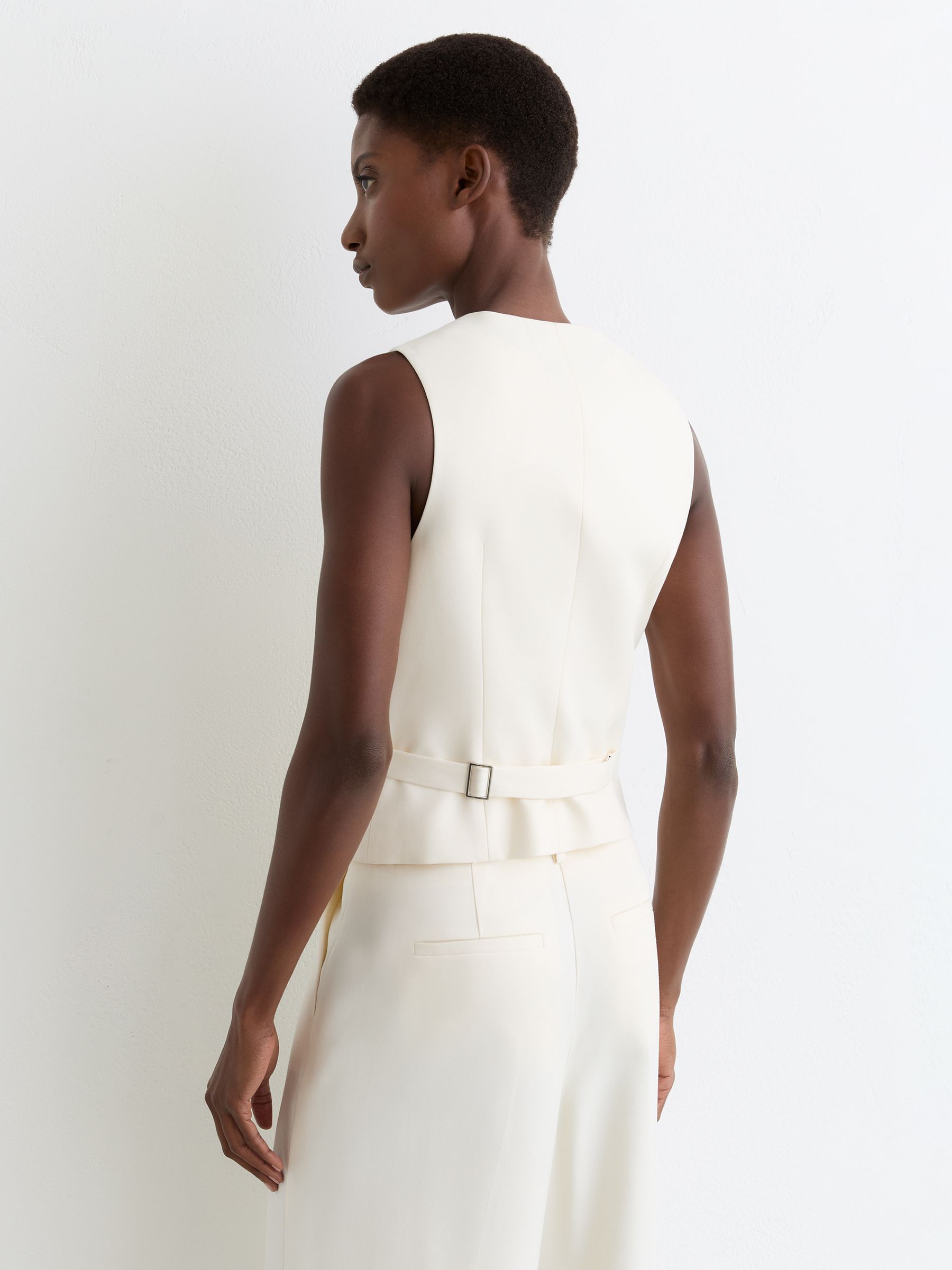Button-Through Tailored Waistcoat in Cream - Image 5 of 6
