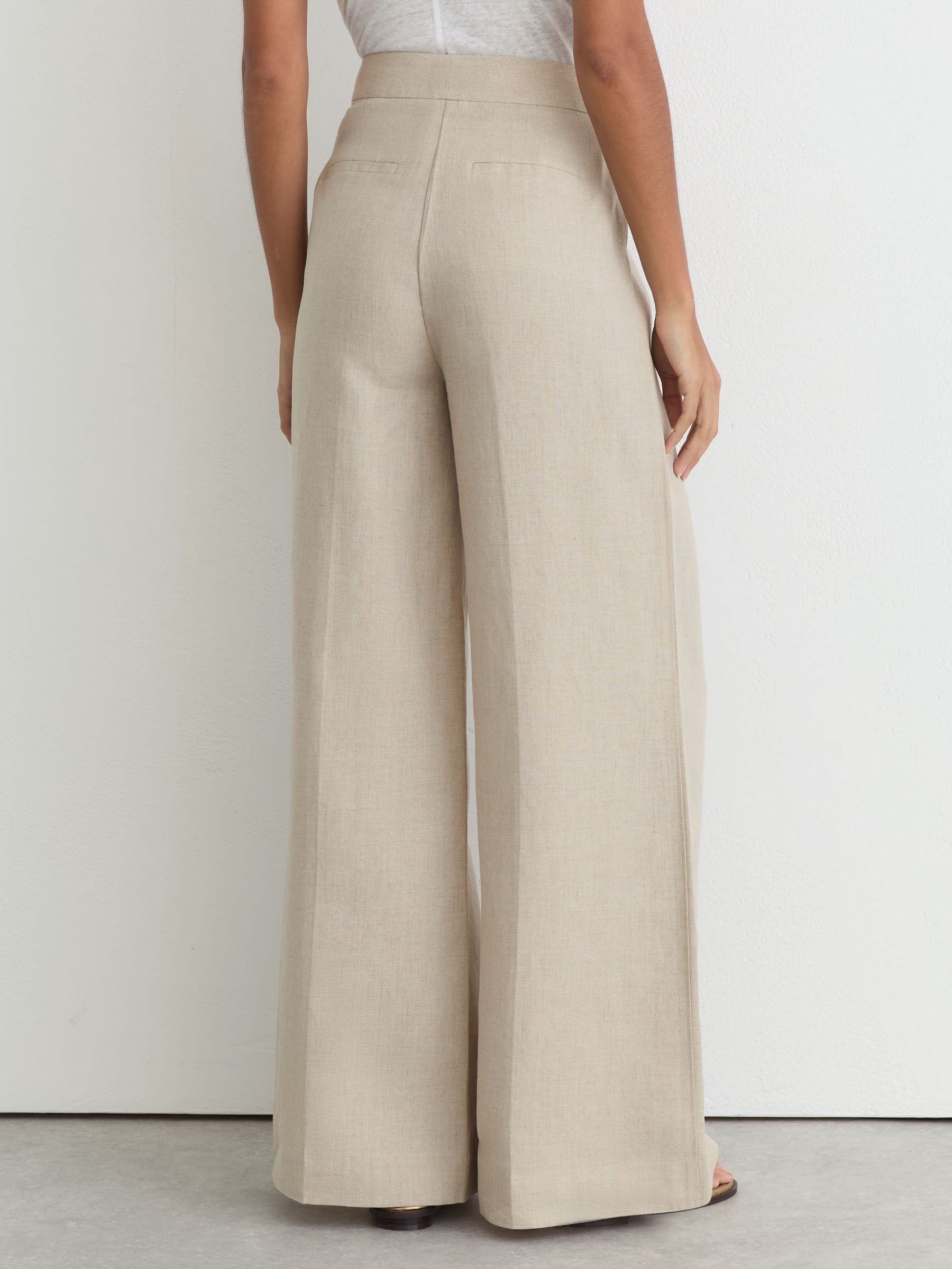 Petite Linen Wide-Leg Suit Trousers in Neutral - Image 6 of 9
