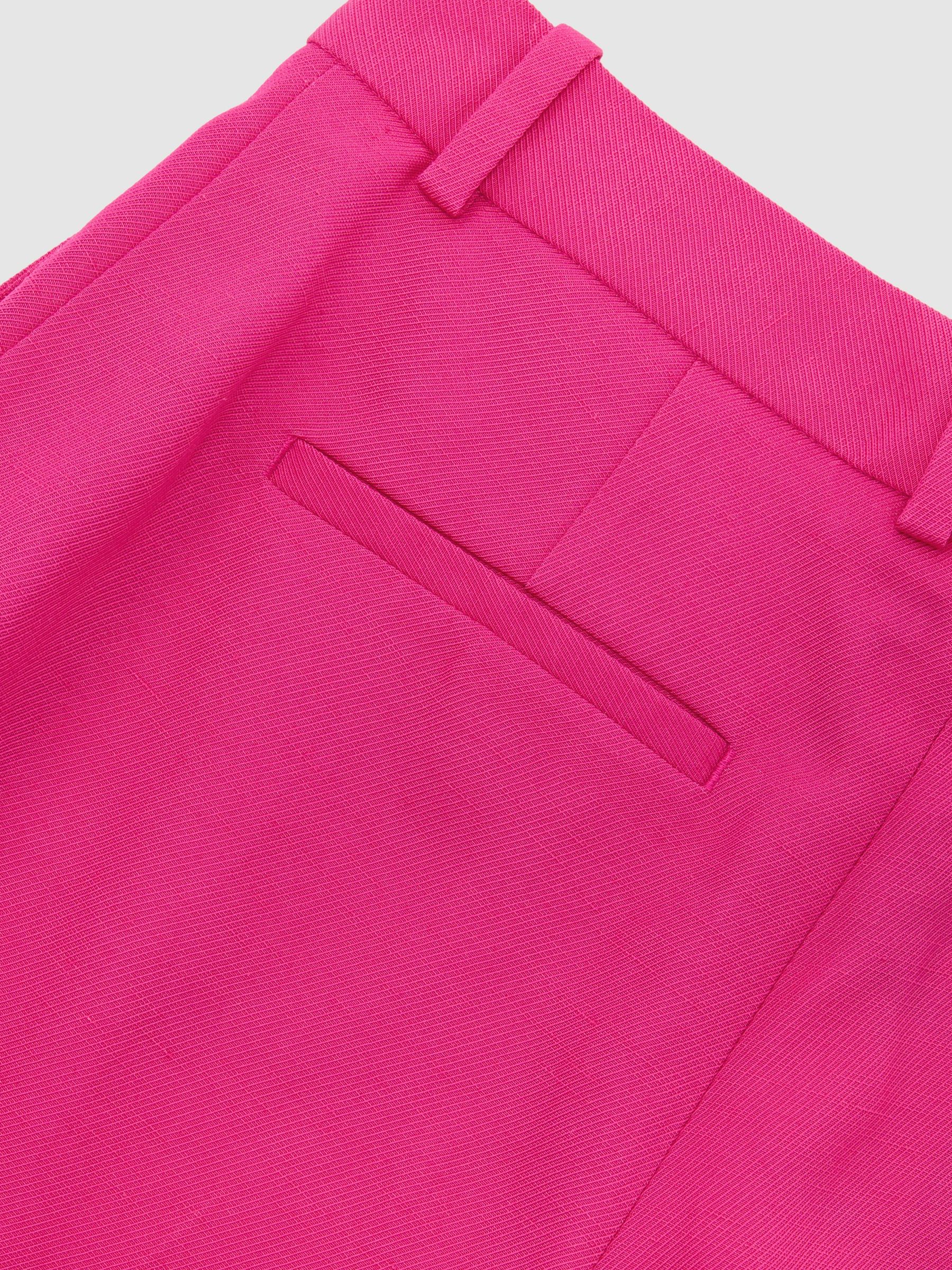 Wide-Leg Pintuck Trousers with Linen in Pink - Image 7 of 7