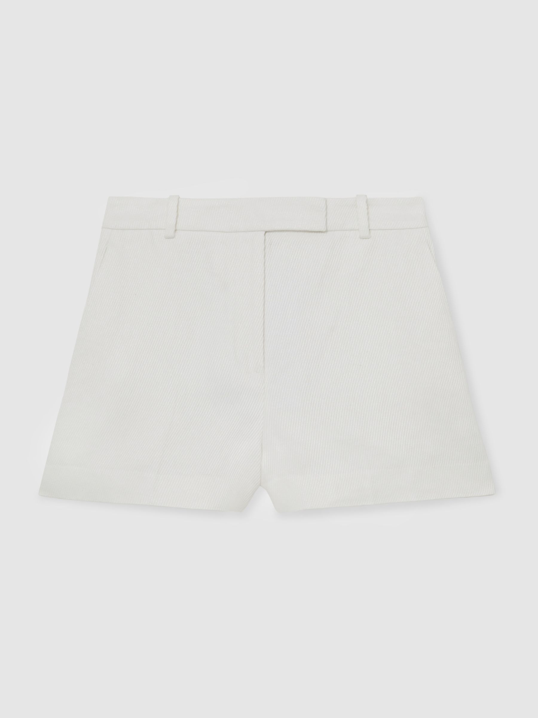 Linen-Blend Tailored Shorts in White - image 1