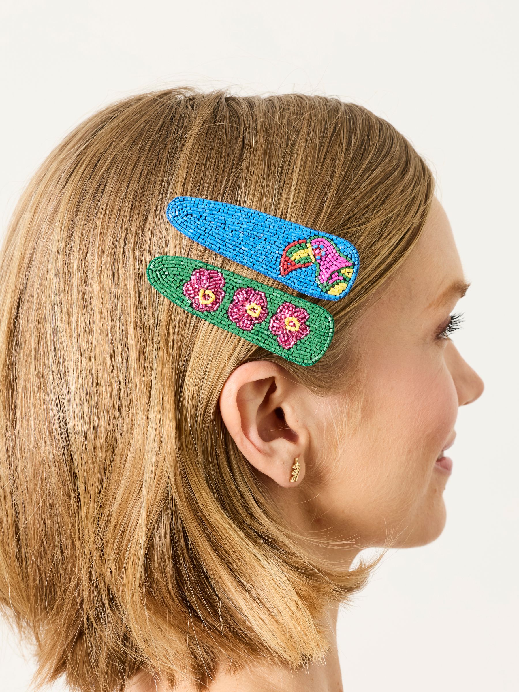 Multi 2 Pack Tropical Beaded Hair Slides - Image 1 of 1