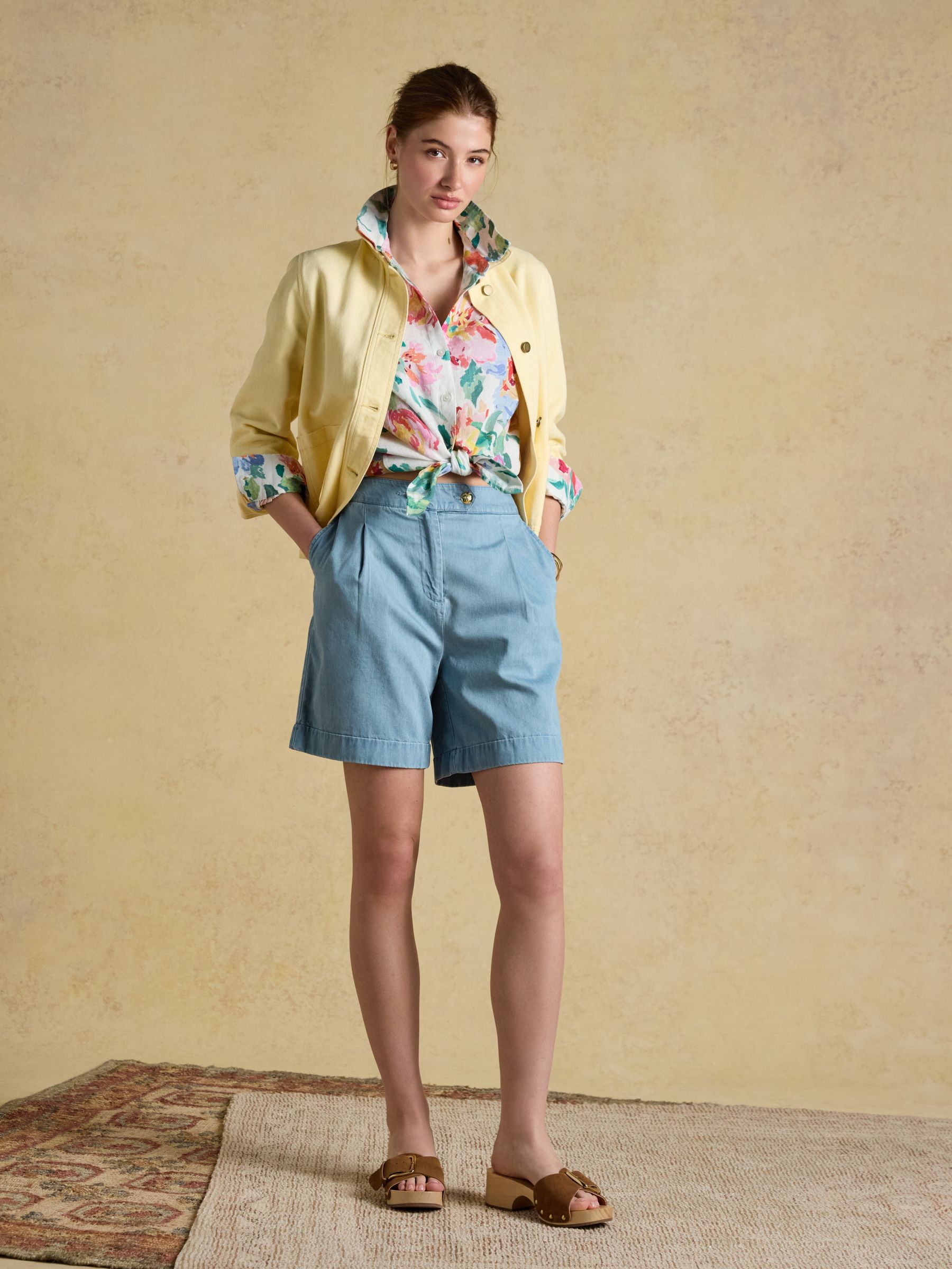 Bay Blue Tencel Smart Tailored Shorts - Image 5 of 9