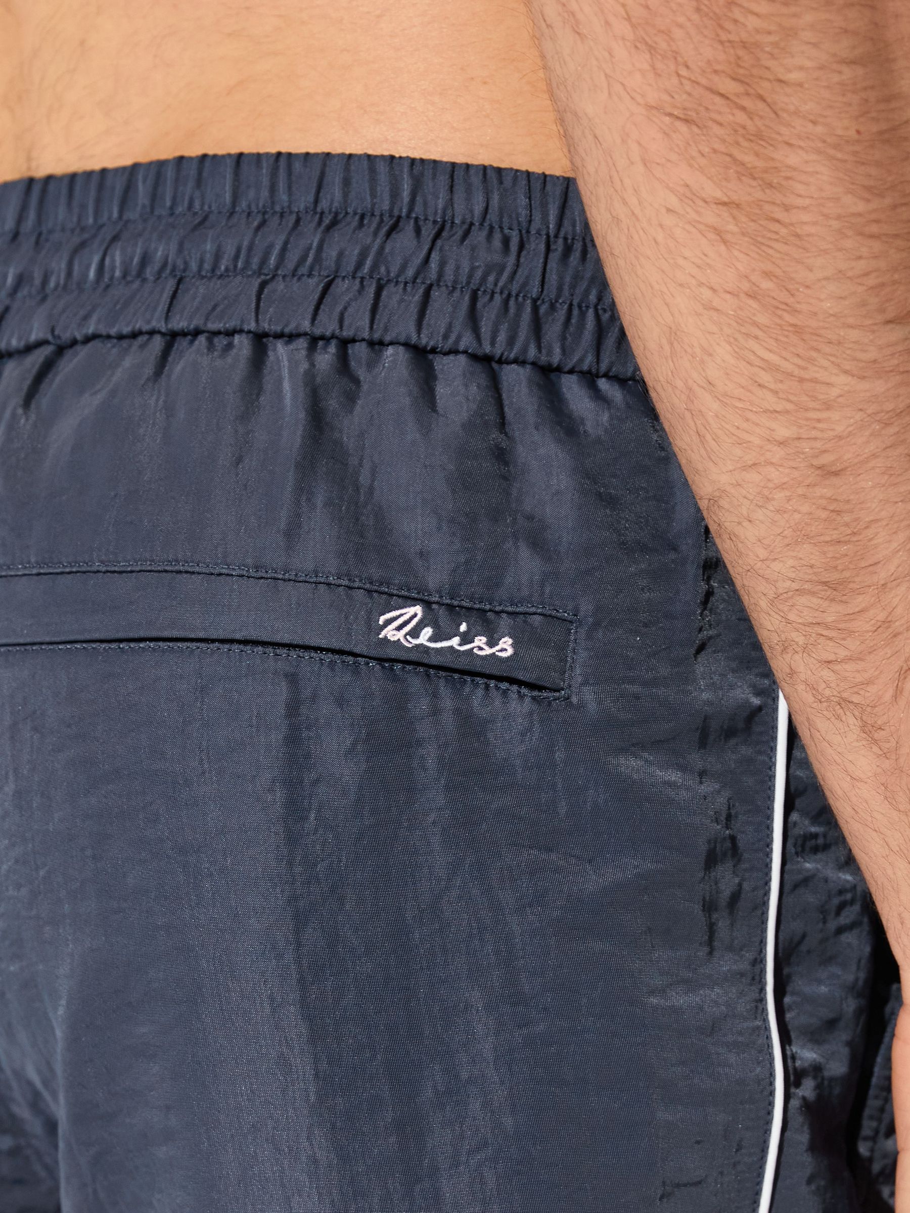 Piped Drawstring Swim Shorts in Steel Blue - image 4