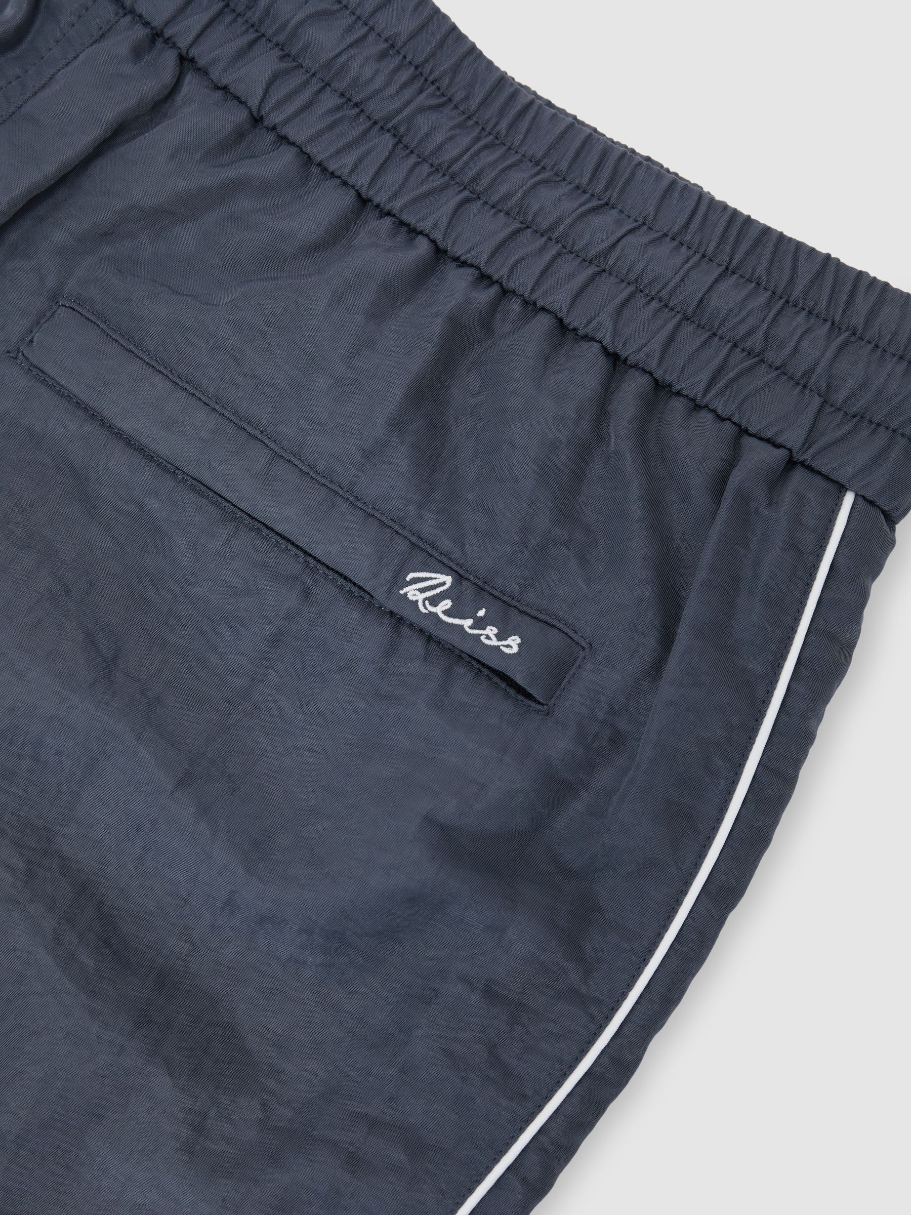 Piped Drawstring Swim Shorts in Steel Blue - image 3