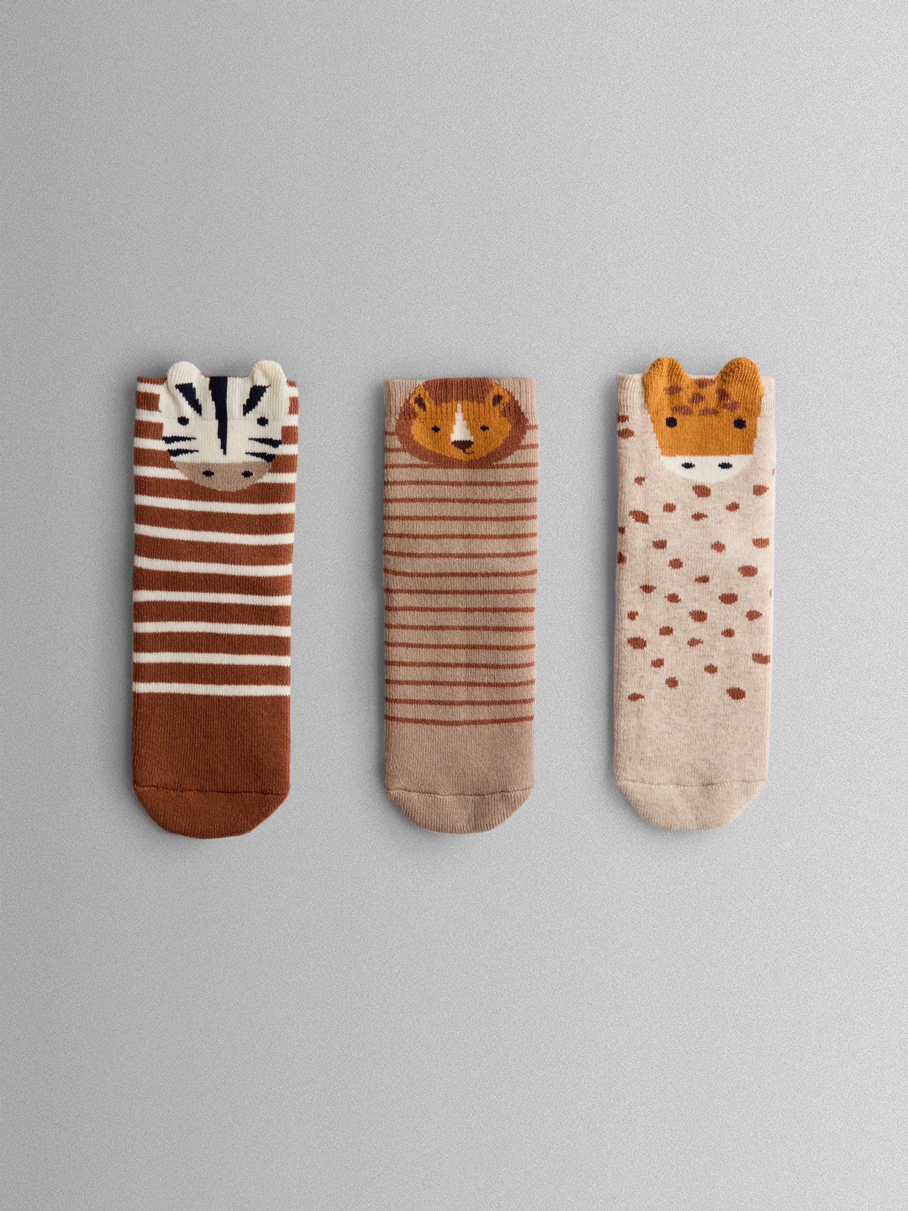 Natural Extra Thick Zoo Socks 3 Pack - Image 1 of 4