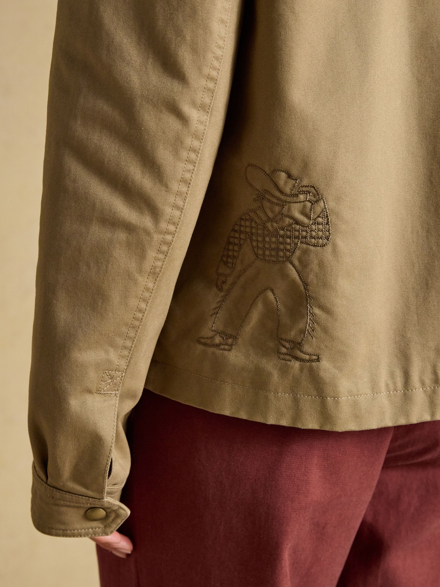 Tan Brown Embroidered Barn Jacket - Image 8 of 9