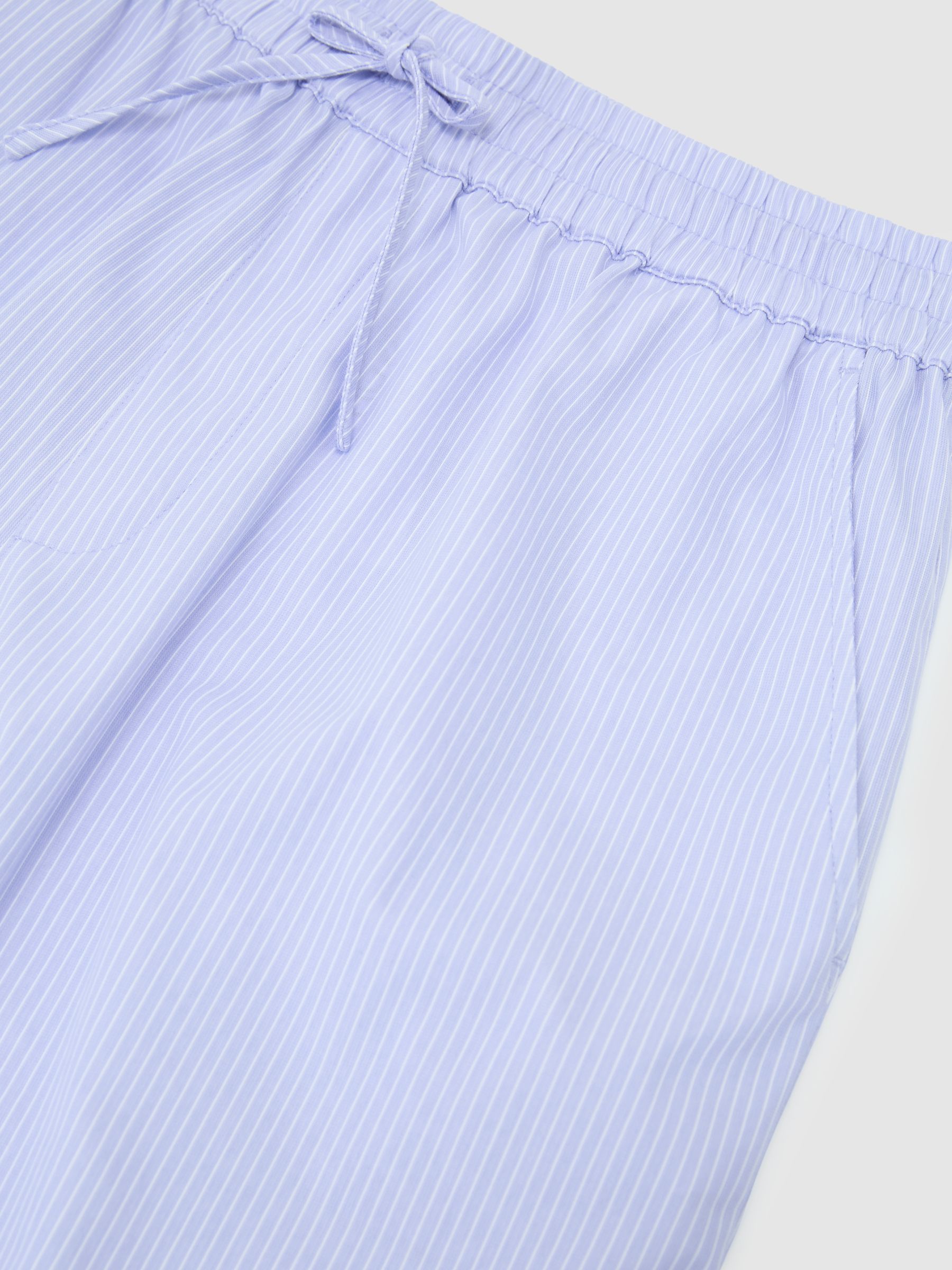 Cotton-Blend Drawstring Pinstripe Shorts in Soft Blue - image 2