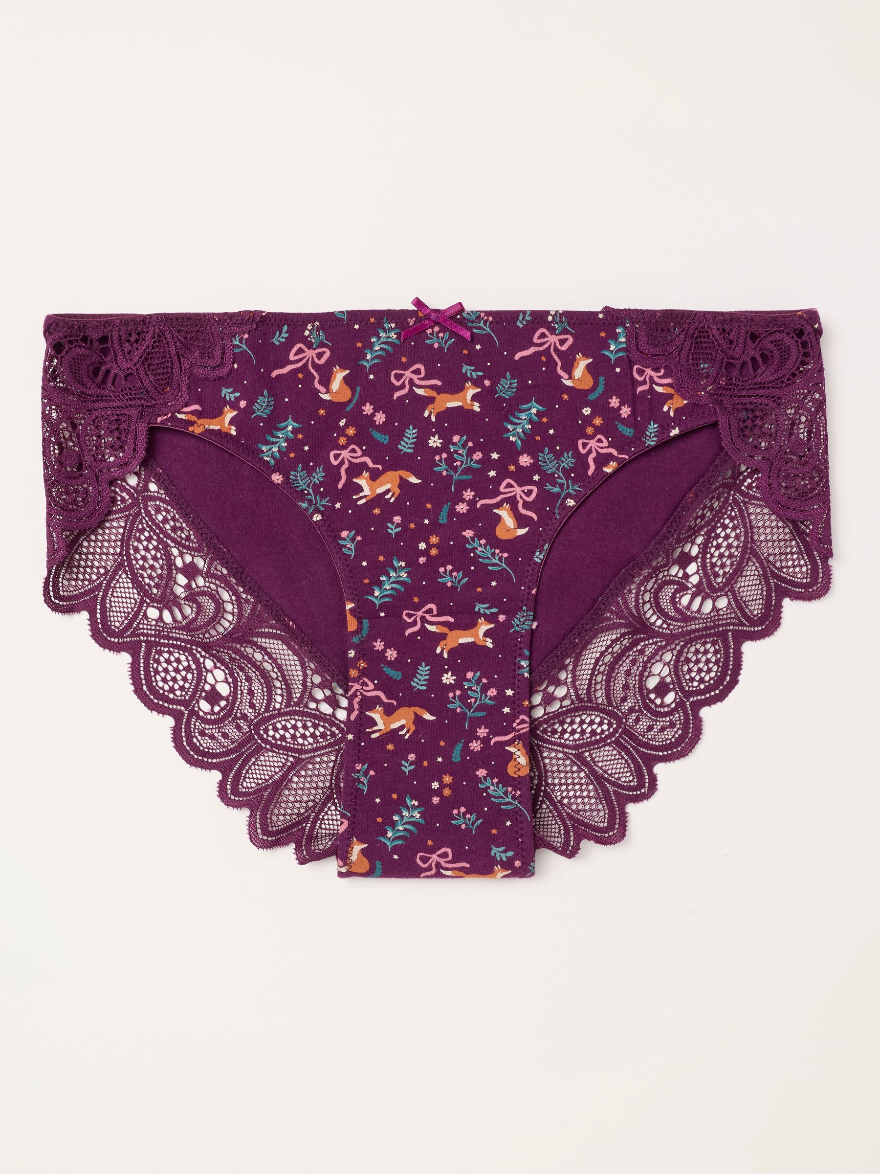 Burgundy Red Woodland Fox Brazilian Knickers - Image 1 of 2 Burgundy Red Woodland Fox Brazilian Knickers - Image 1 of 2