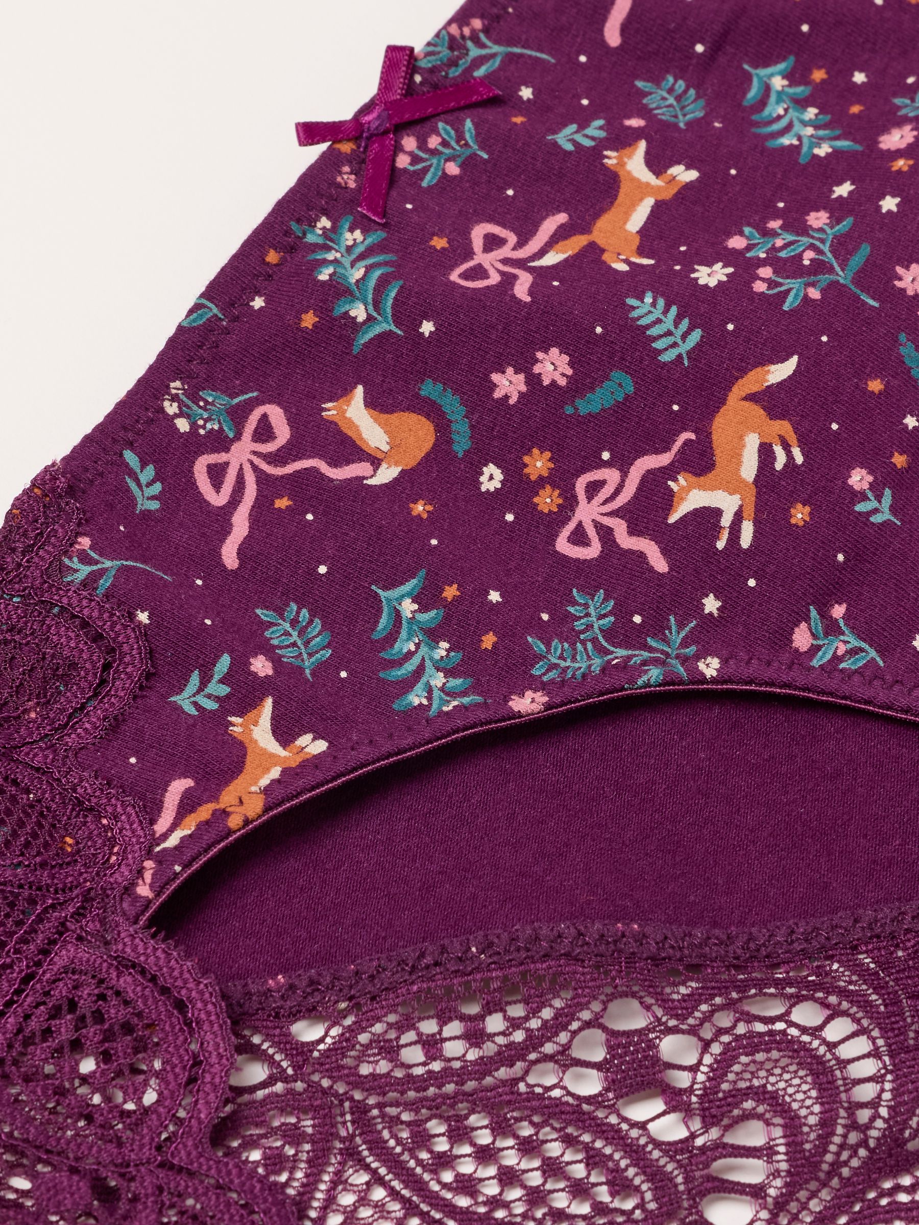 Burgundy Red Woodland Fox Brazilian Knickers - Image 2 of 2 Burgundy Red Woodland Fox Brazilian Knickers - Image 2 of 2