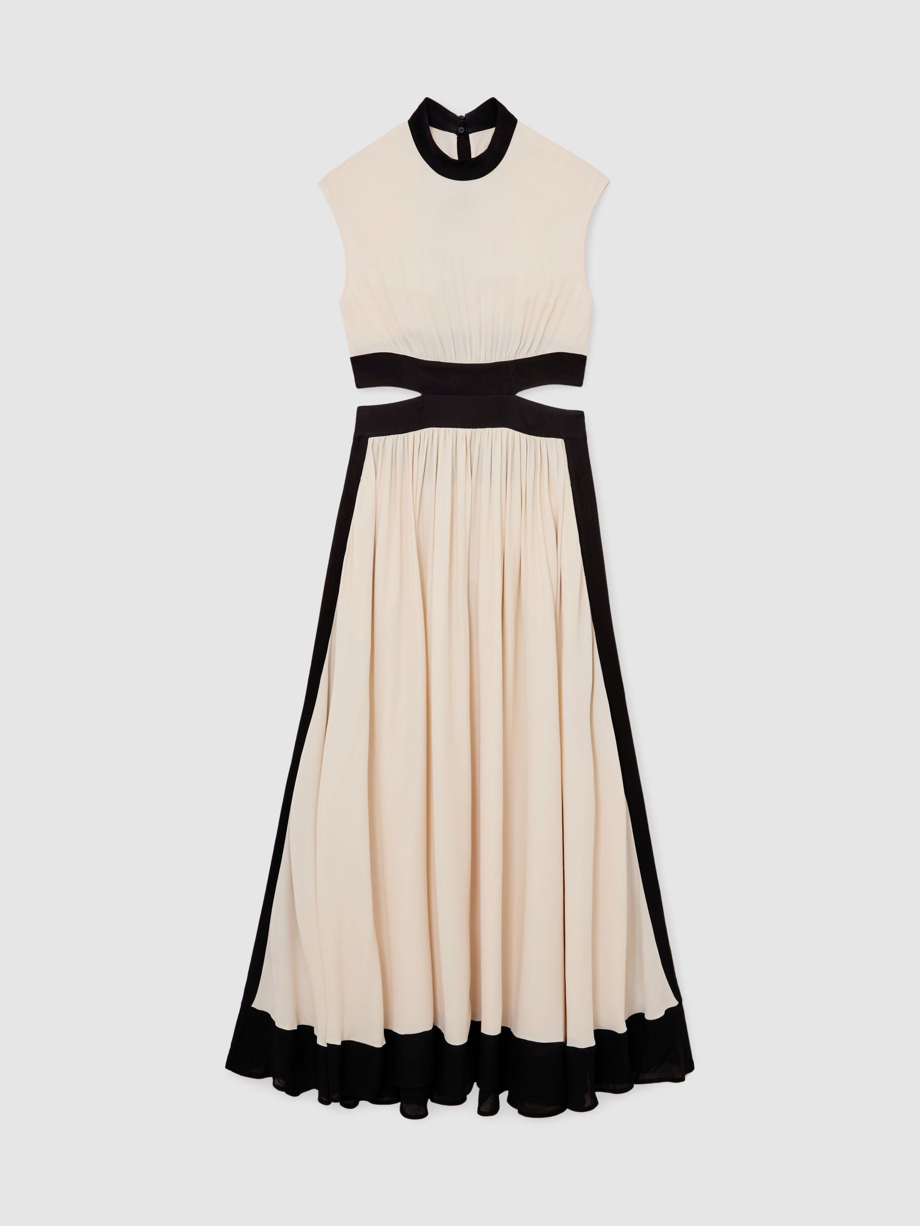 Cut-Out Waist Contrasting Maxi Dress in Ivory/Black - image 1