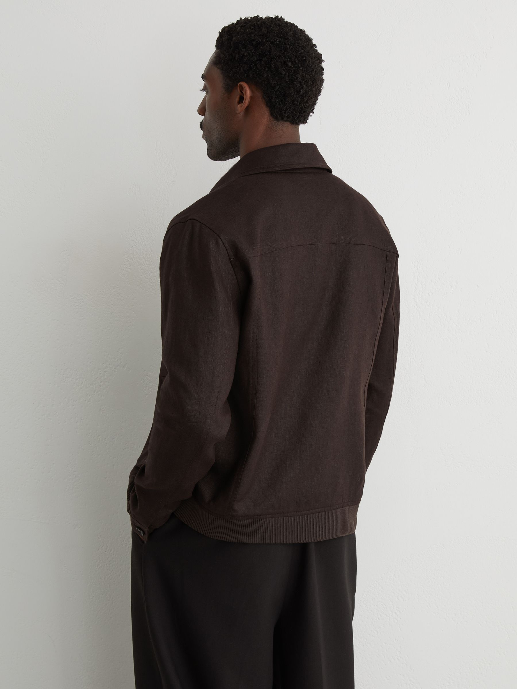 Linen Four-Pocket Jacket in Chocolate Brown - image 4