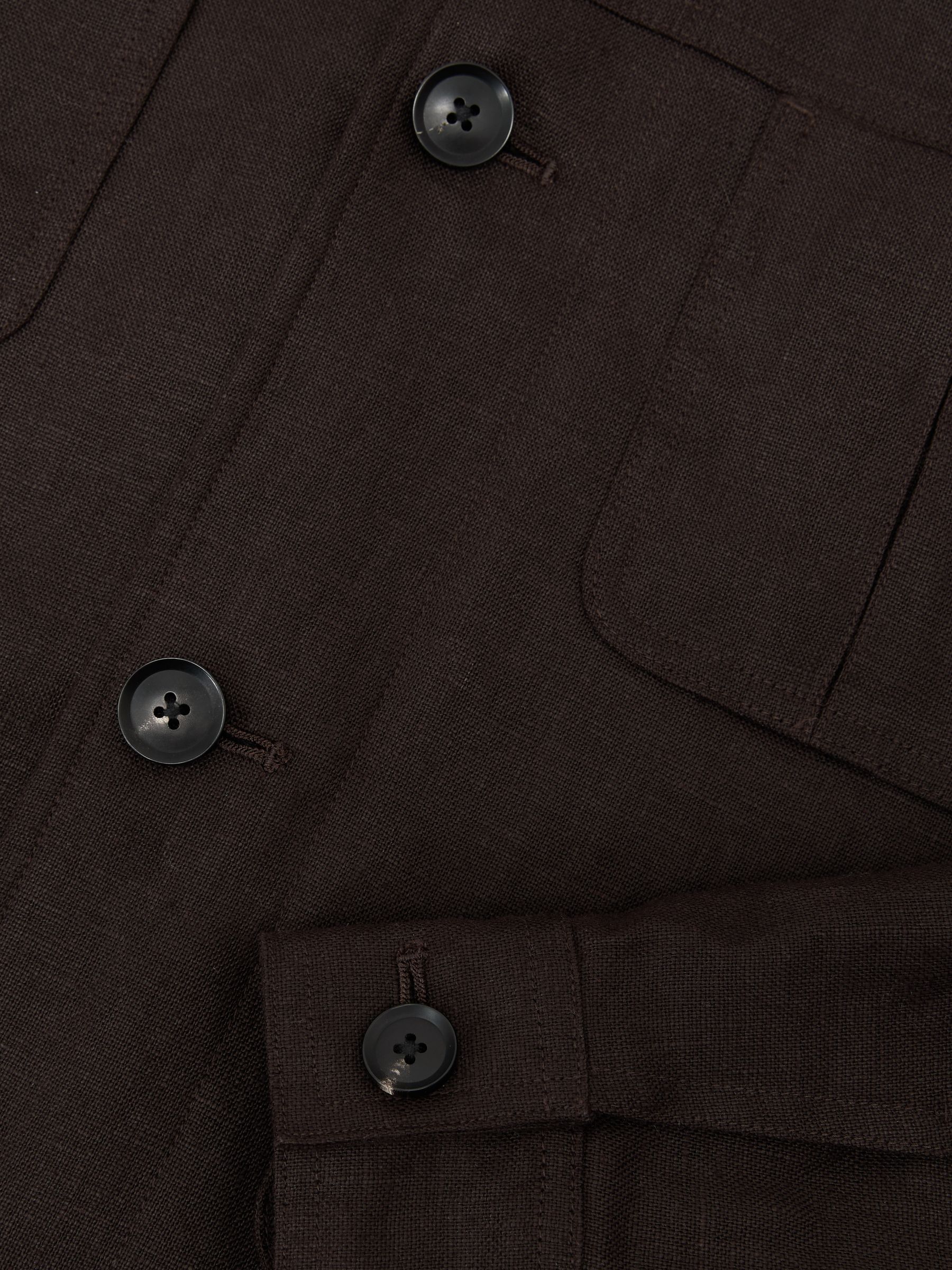 Linen Four-Pocket Jacket in Chocolate Brown - image 2
