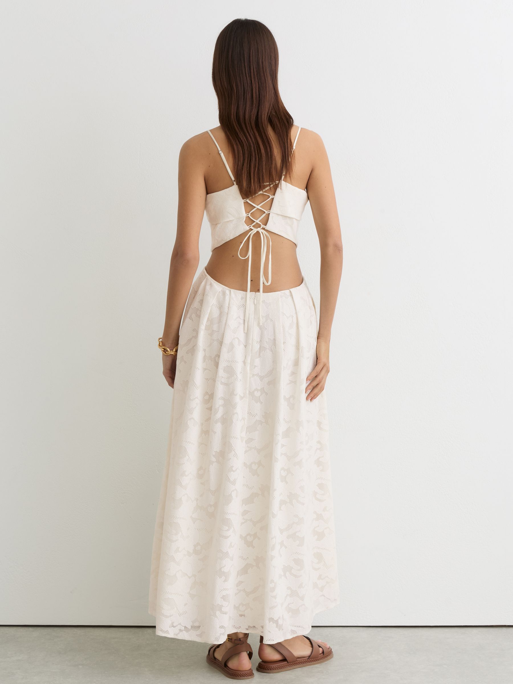 Cotton-Blend Lace Cut-Out Maxi Dress in Cream - image 4