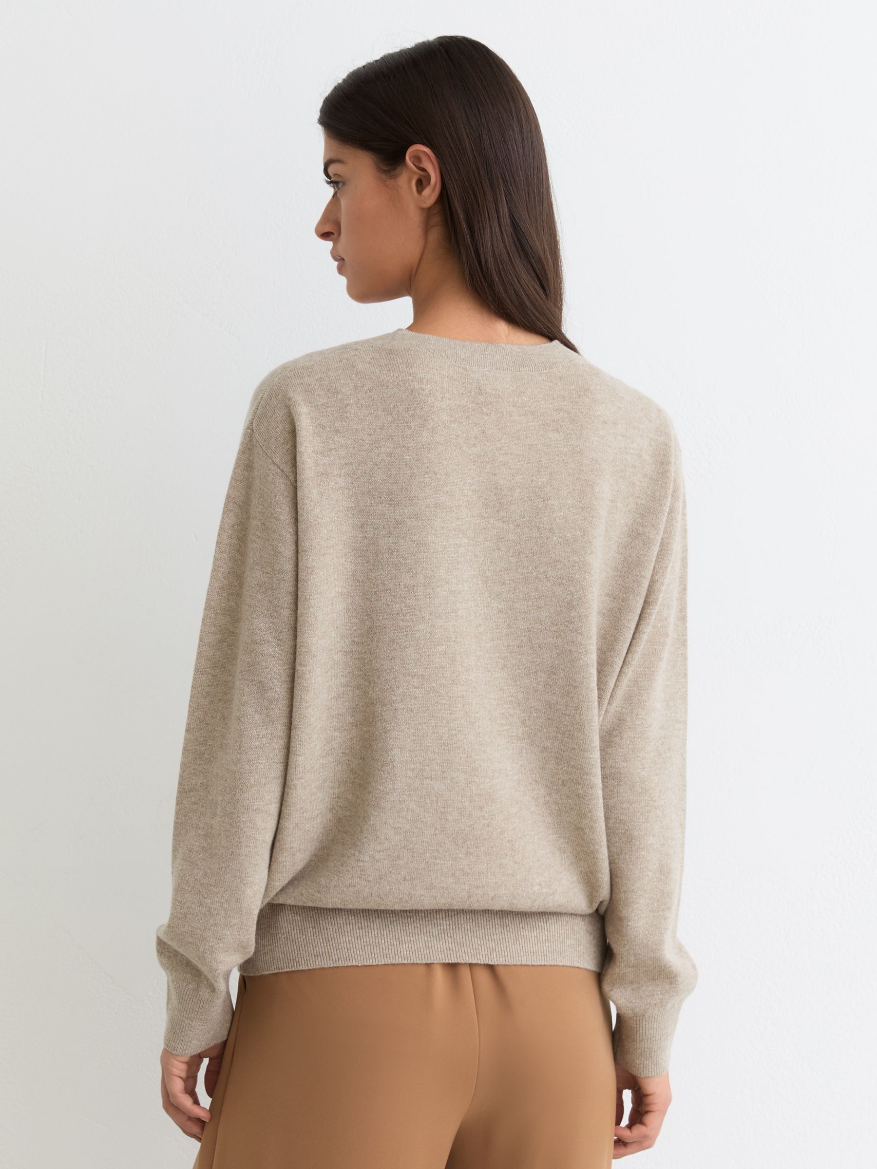 Wool-Cashmere V-Neck Jumper in Taupe Neutral - image 4
