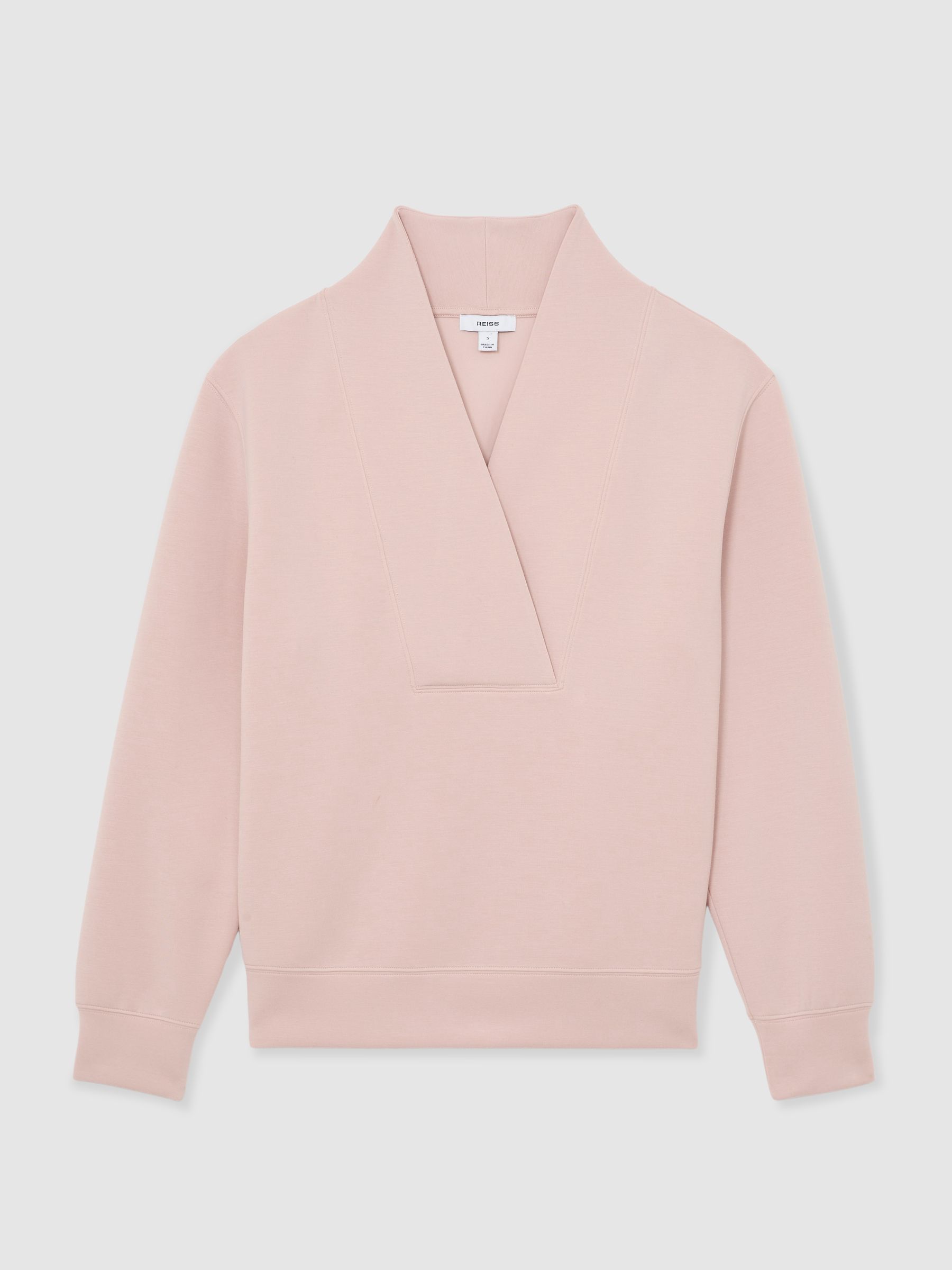 Premium Interlock Shawl-Neck Sweatshirt with Modal in Pale Pink - image 1