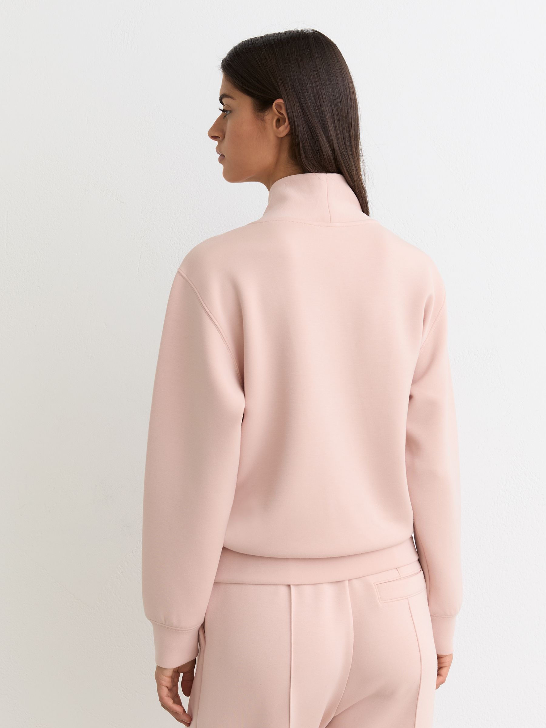 Premium Interlock Shawl-Neck Sweatshirt with Modal in Pale Pink - Image 5 of 6