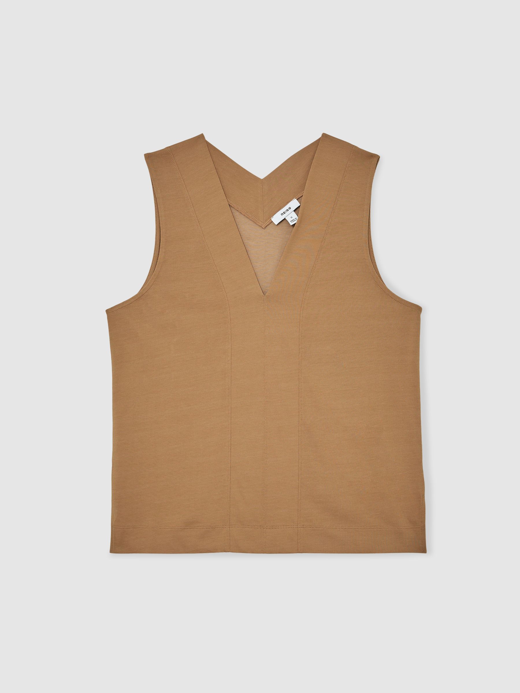 V-Neck Shell Top in Camel - image 1