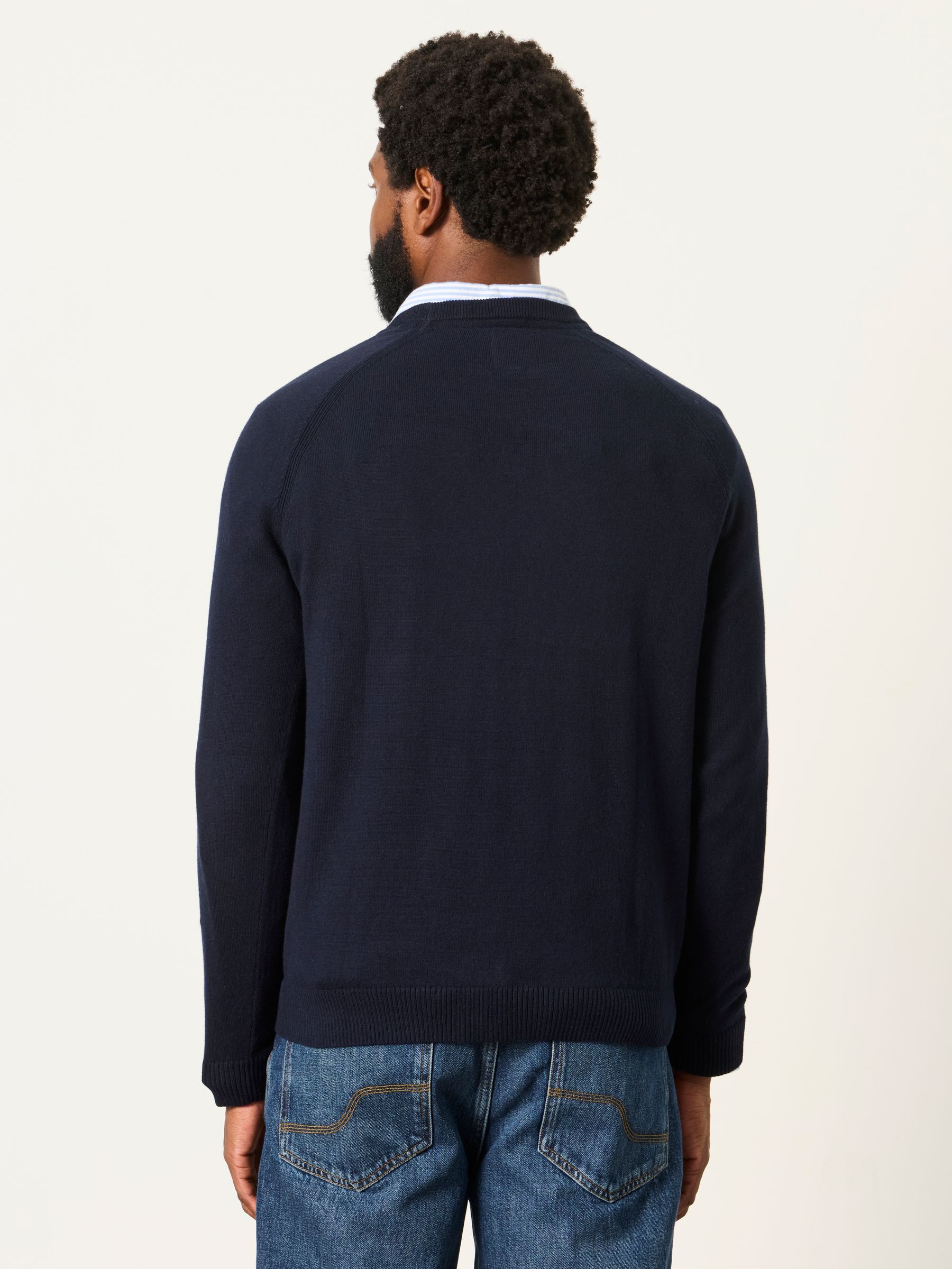 Rye Navy Crew Neck Knitted Jumper - Image 2 of 6 Rye Navy Crew Neck Knitted Jumper - Image 2 of 6
