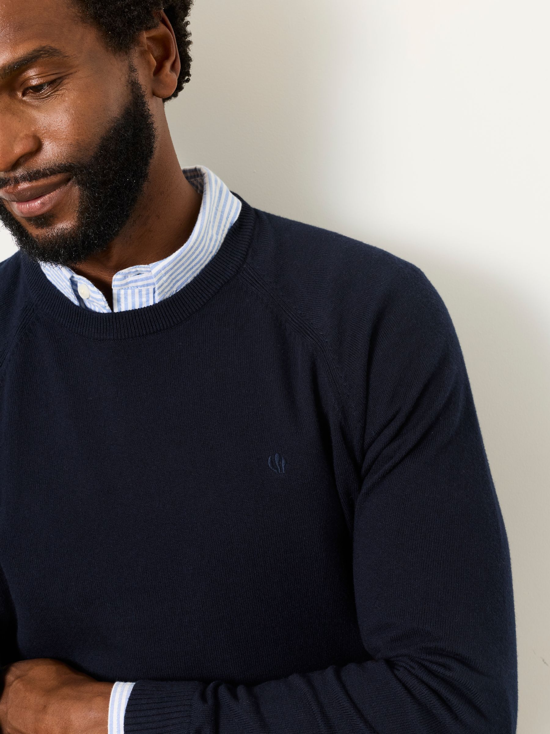 Rye Navy Crew Neck Knitted Jumper - Image 3 of 6