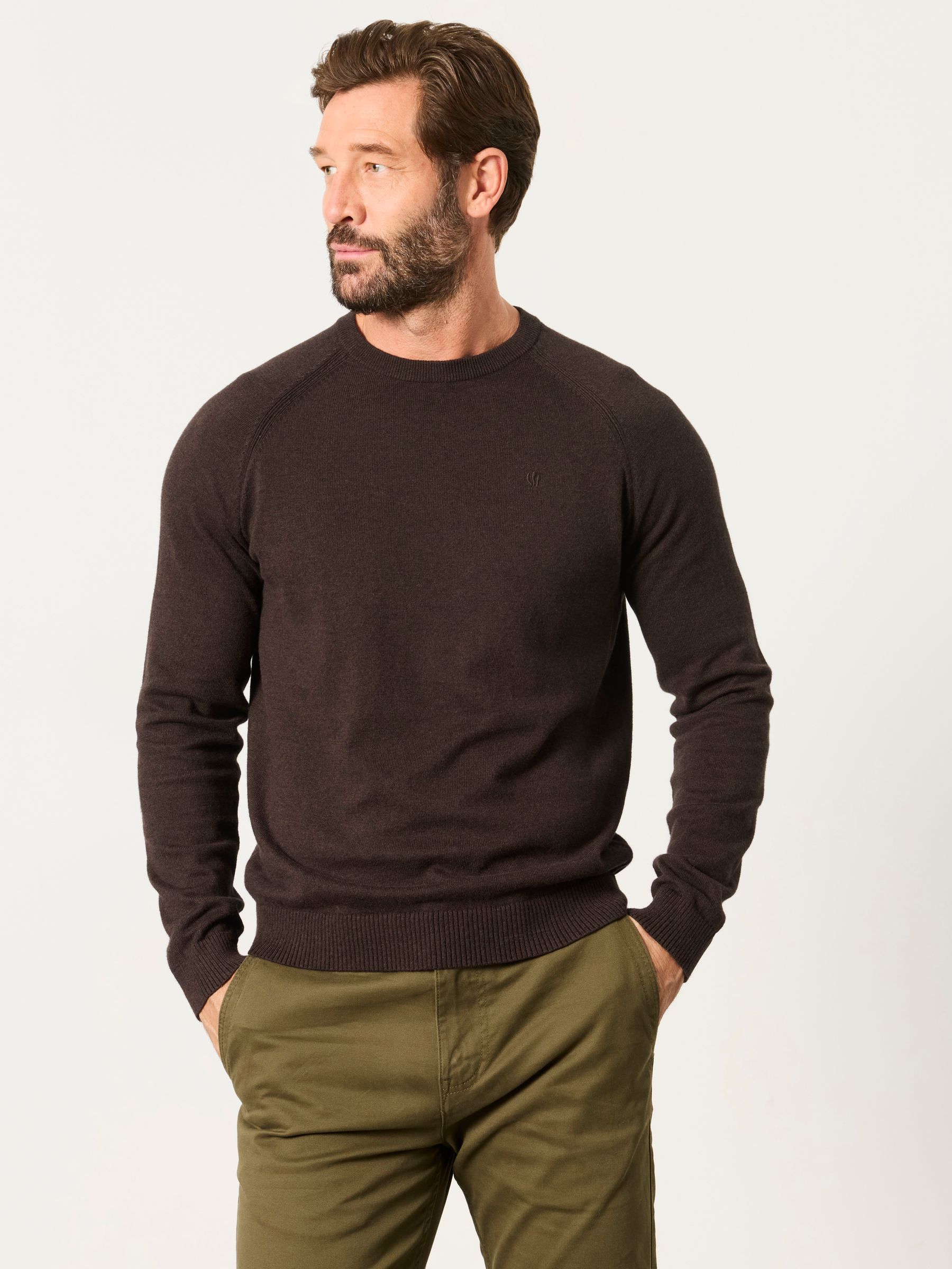 Rye Chocolate Brown Crew Neck Knitted Jumper - Image 1 of 6