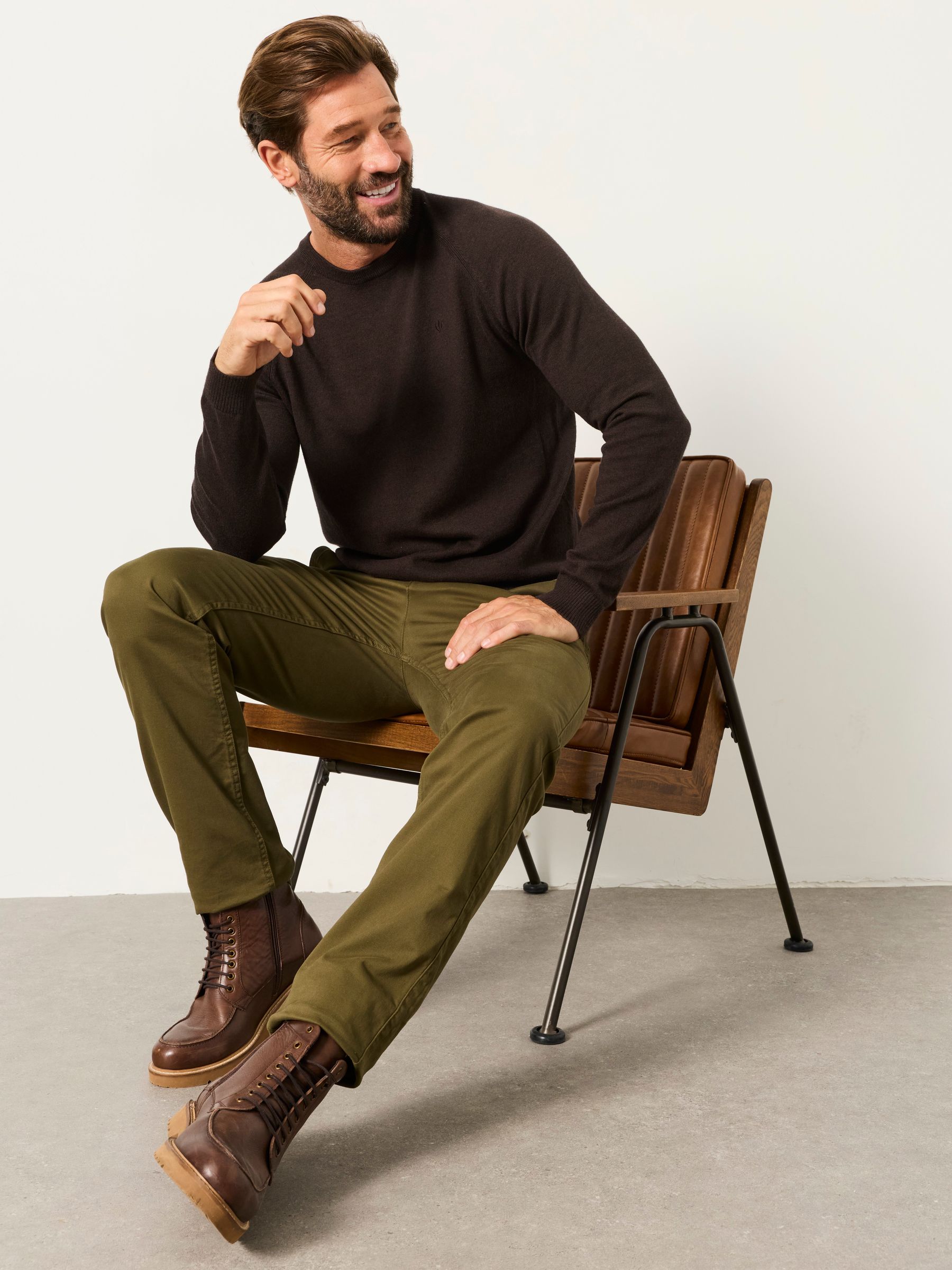 Rye Chocolate Brown Crew Neck Knitted Jumper - Image 5 of 6