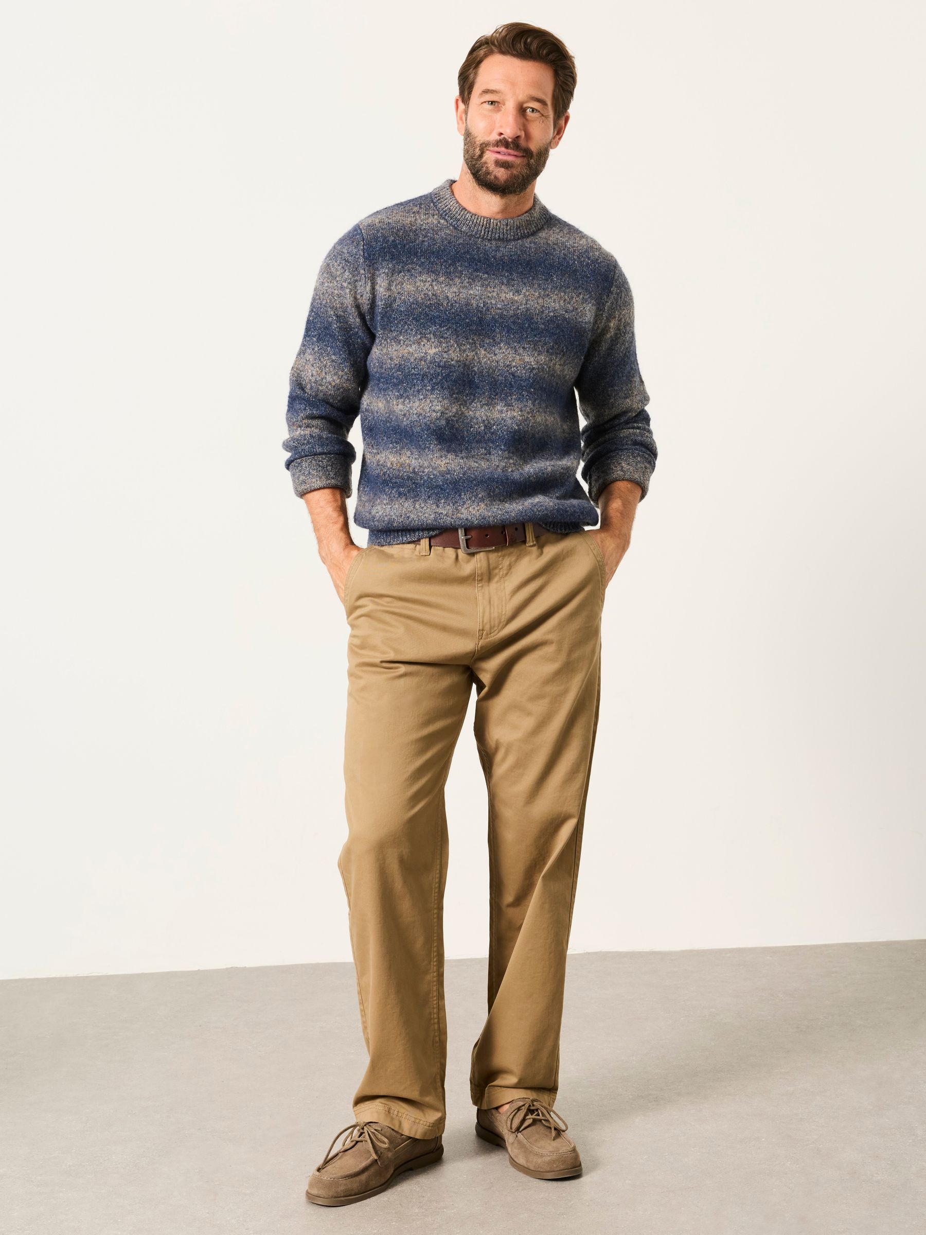 Deanston Knitted Ombre Crew Neck Jumper in Blue - Image 3 of 6