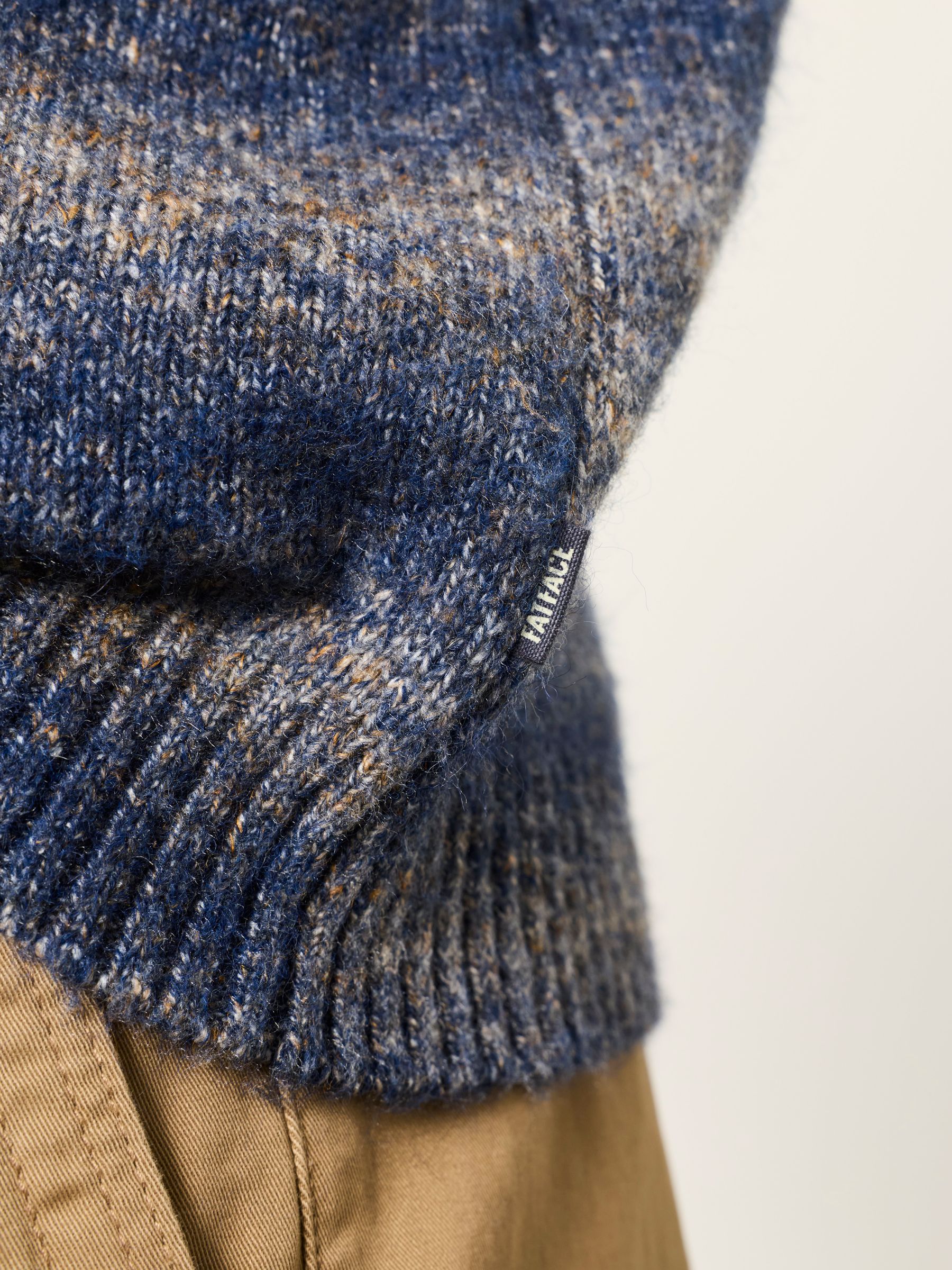 Deanston Knitted Ombre Crew Neck Jumper in Blue - Image 5 of 6