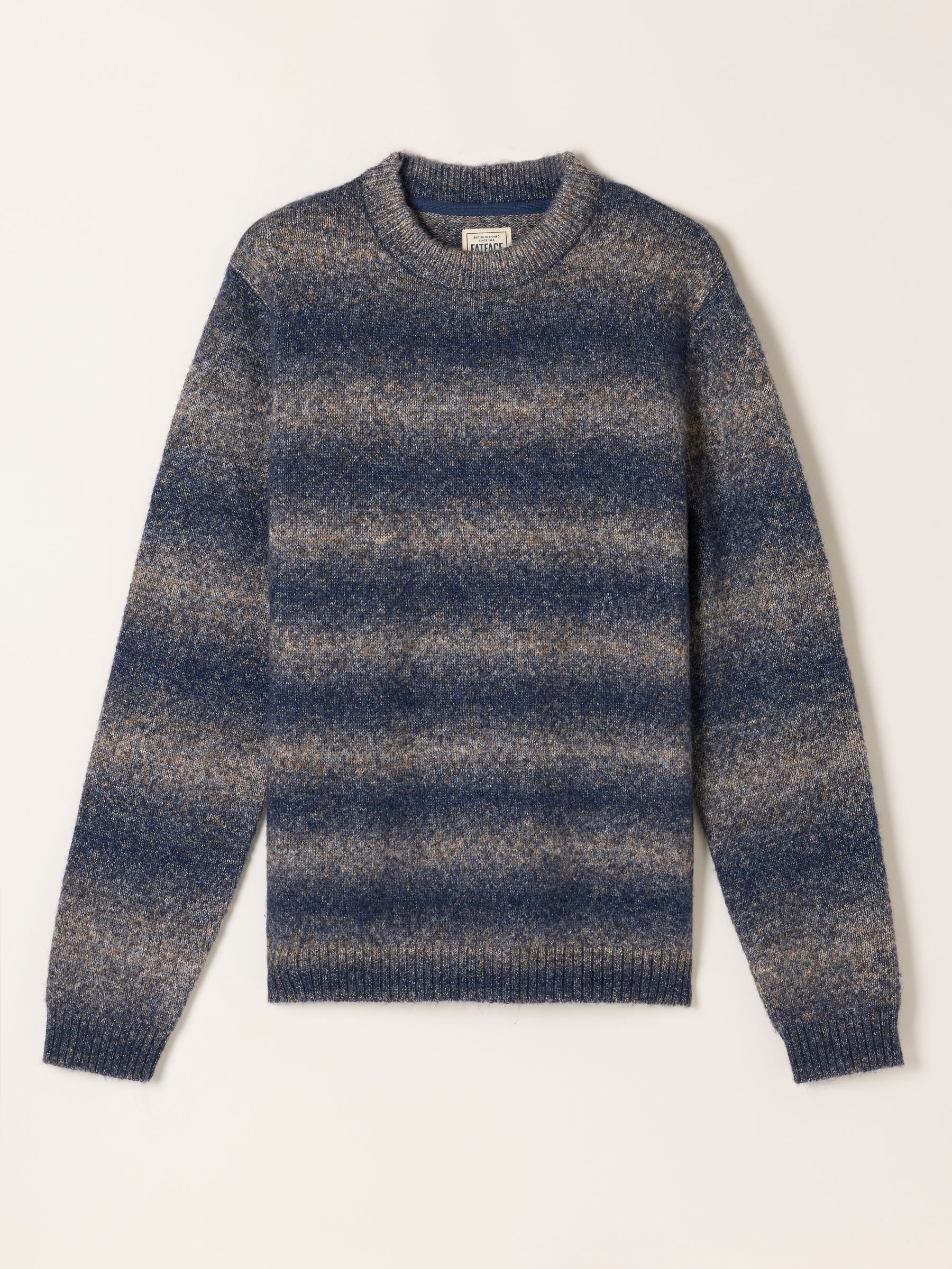 Deanston Knitted Ombre Crew Neck Jumper in Blue - Image 6 of 6