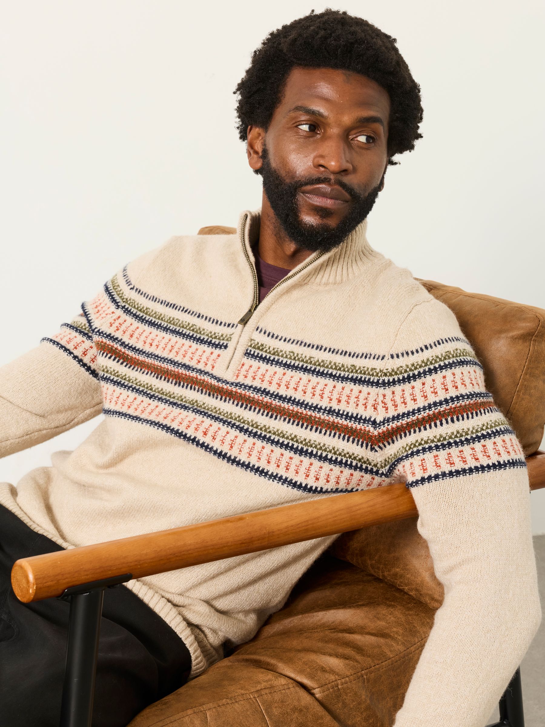 Selkirk Light Natural Pattern Half Neck Jumper - Image 5 of 5 Selkirk Light Natural Pattern Half Neck Jumper - Image 5 of 5