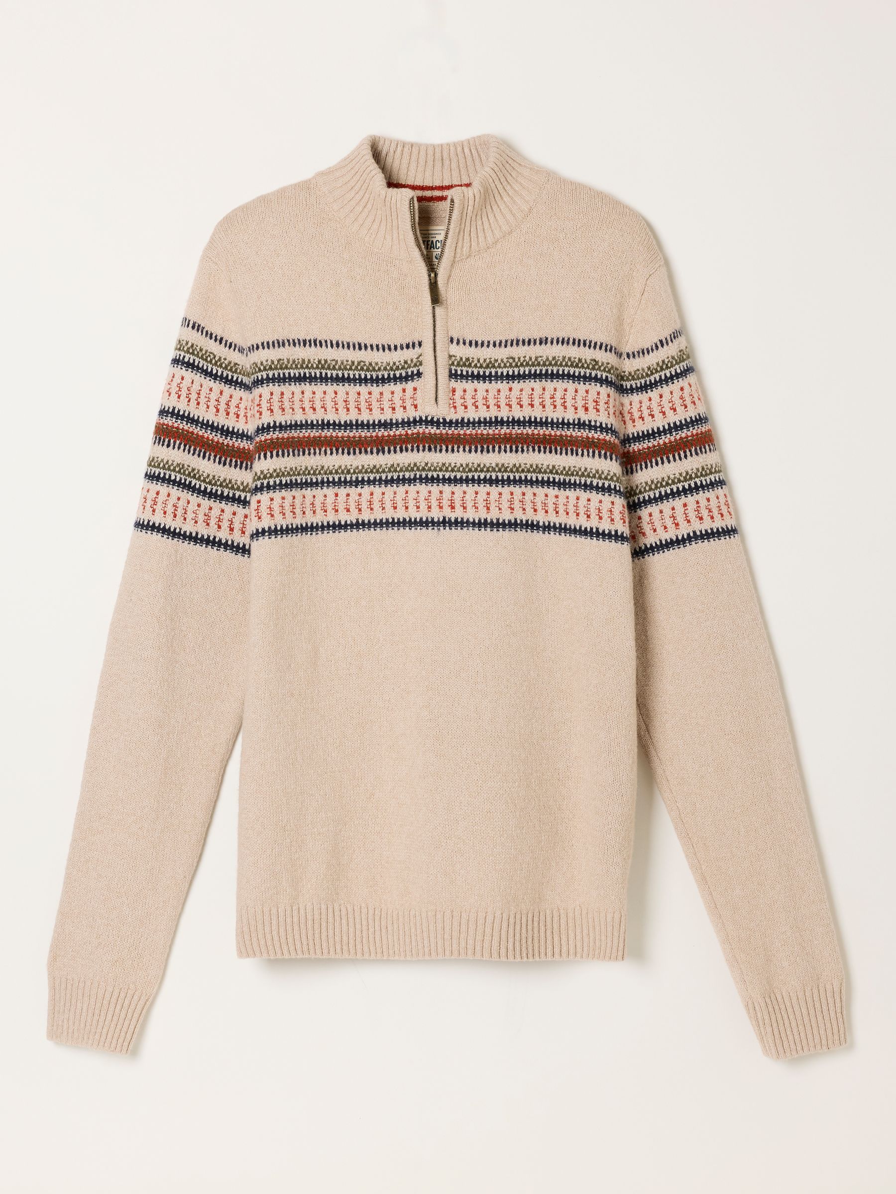 Selkirk Light Natural Pattern Quarter Zip Knitted Jumper - Image 6 of 7