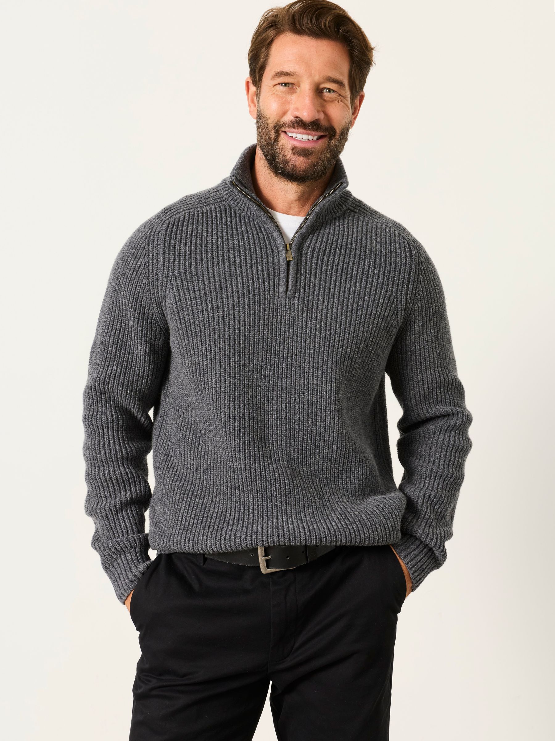 Ember Charcoal Grey Half Neck Knitted Jumper - Image 1 of 6