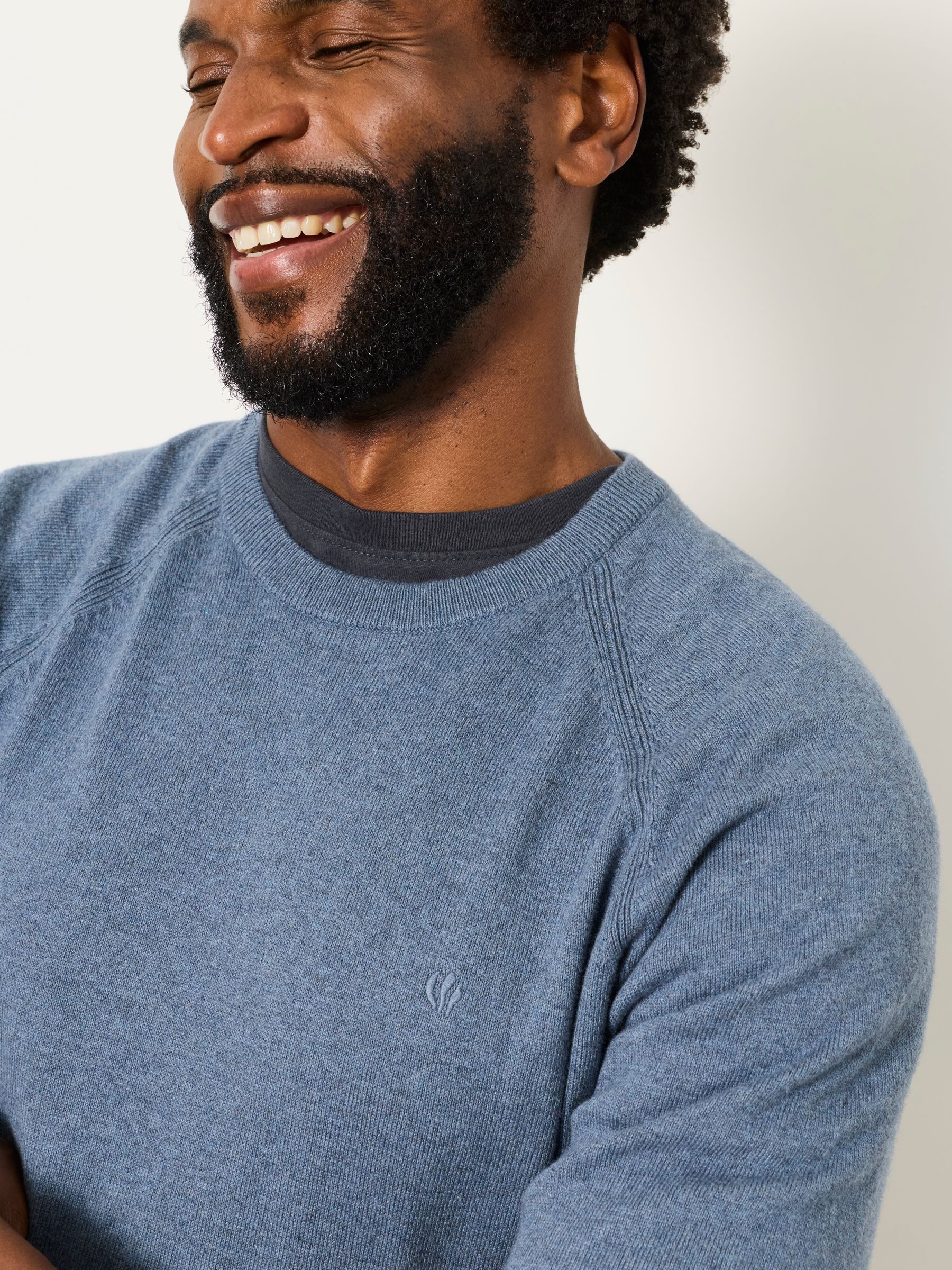 Rye Blue Denim Crew Neck Knitted Jumper - Image 3 of 6