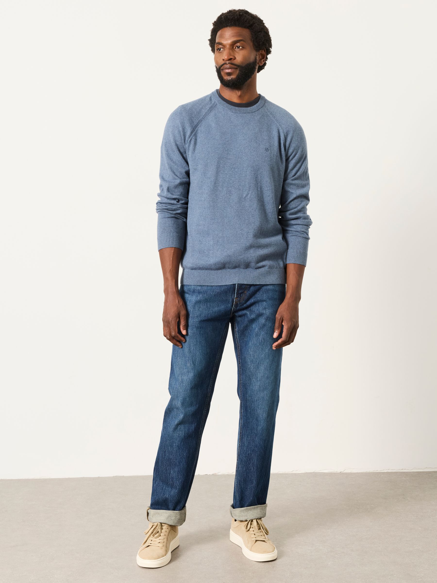 Rye Blue Denim Crew Neck Knitted Jumper - Image 4 of 6