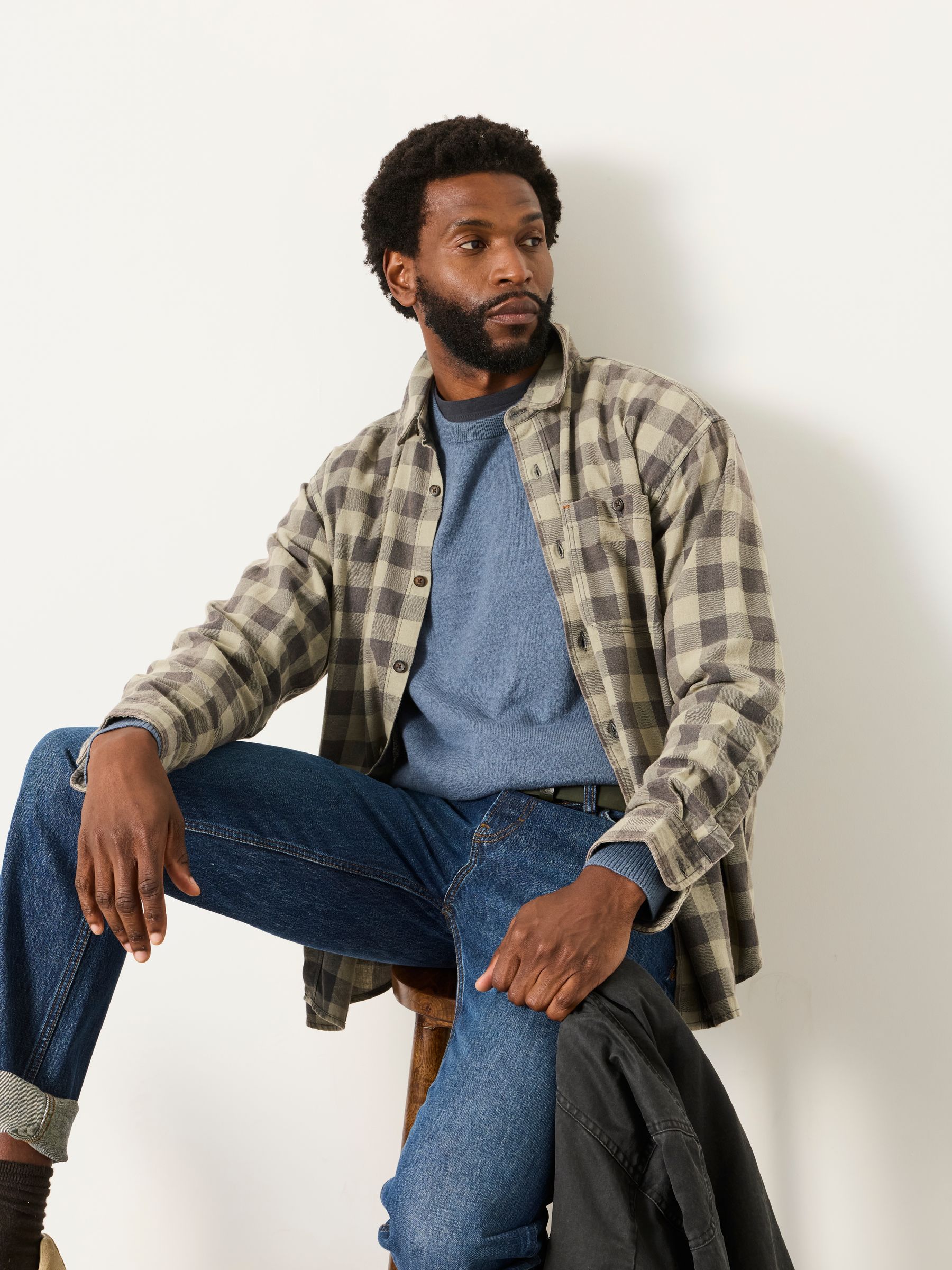 Rye Blue Denim Crew Neck Knitted Jumper - Image 5 of 6