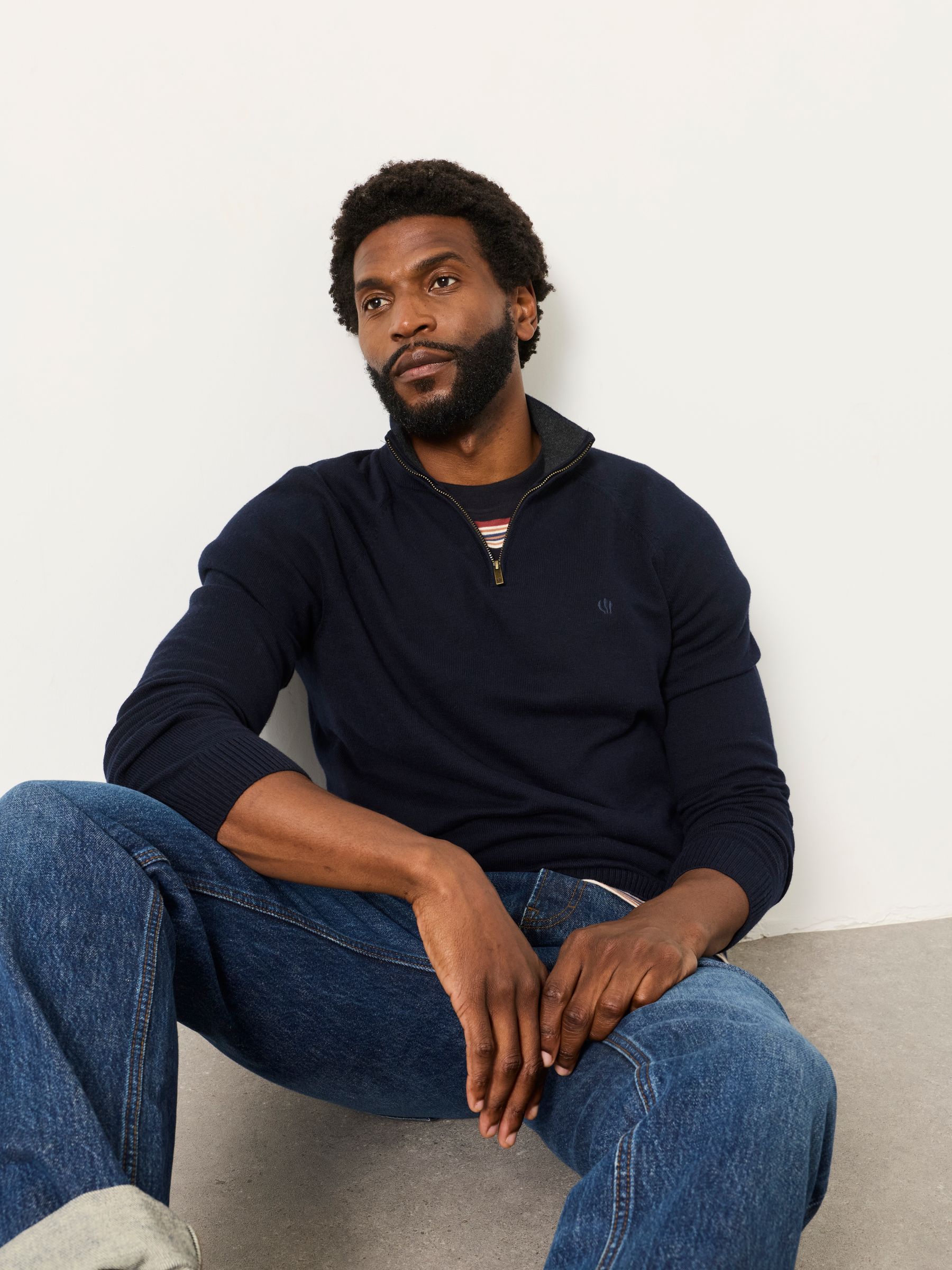 Rye Navy Half Neck Knitted Jumper - Image 4 of 6