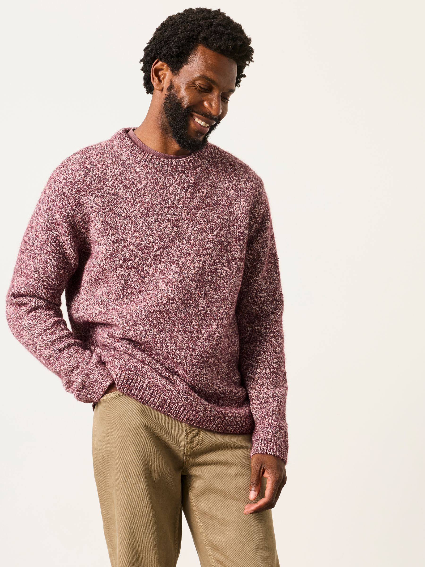 Milport Burgundy Red Knitted Crew Neck Jumper - Image 1 of 7