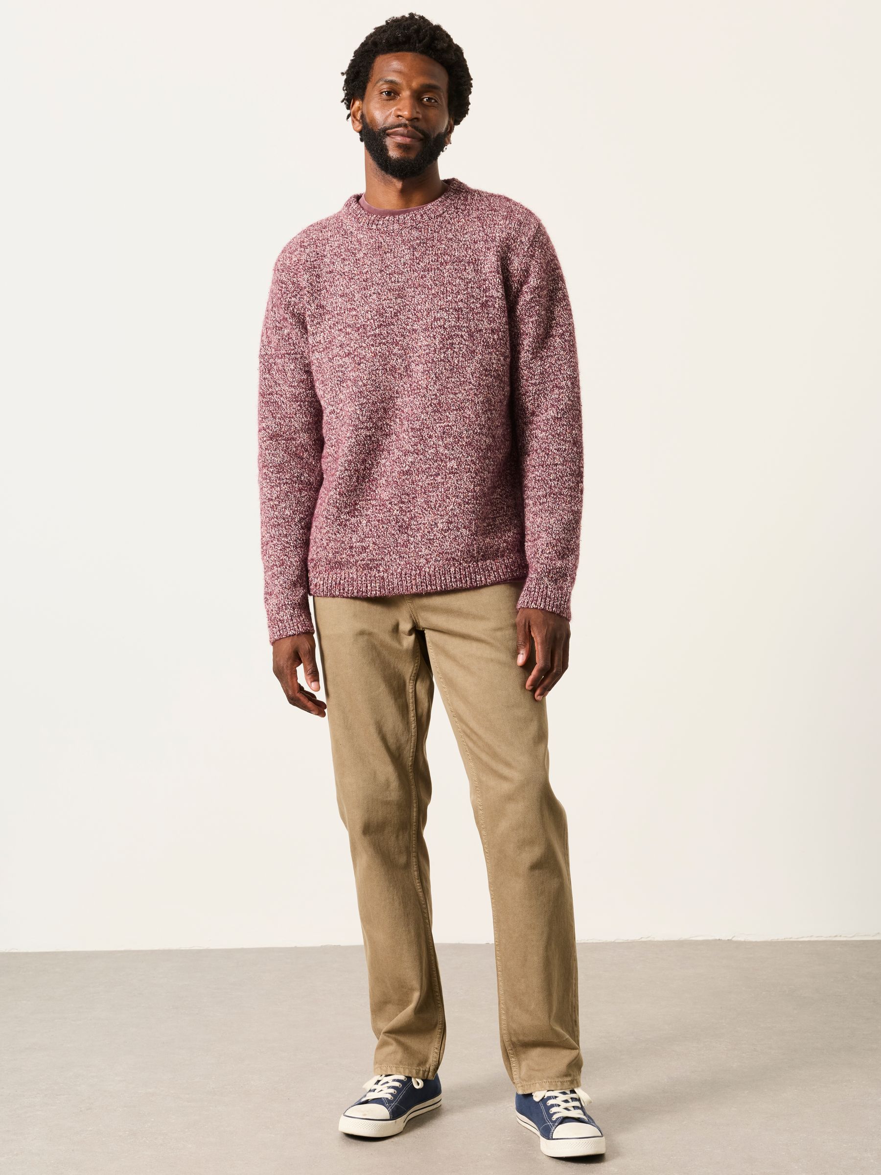 Milport Burgundy Red Knitted Crew Neck Jumper - Image 4 of 7