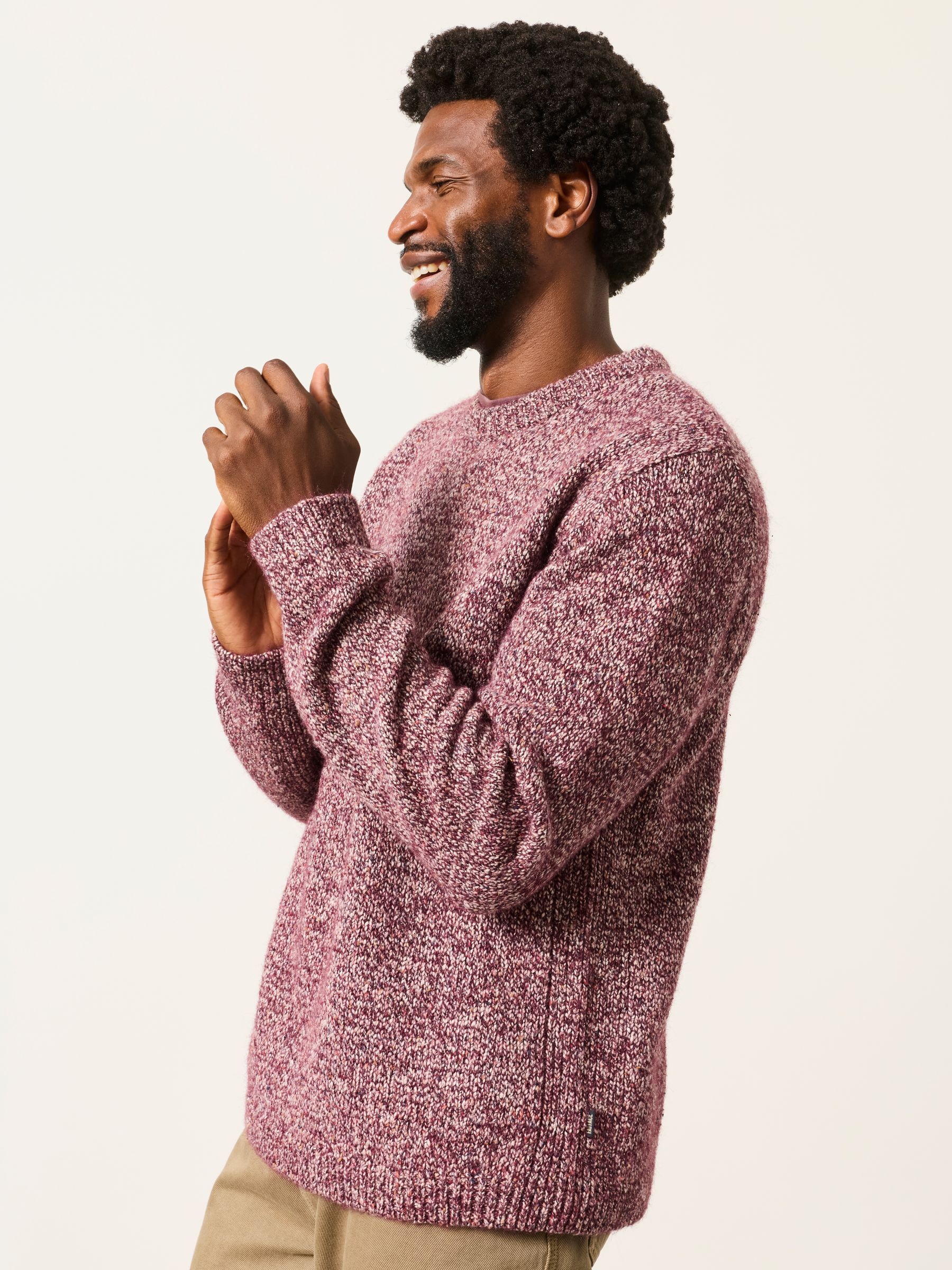 Milport Burgundy Red Knitted Crew Neck Jumper - Image 5 of 7