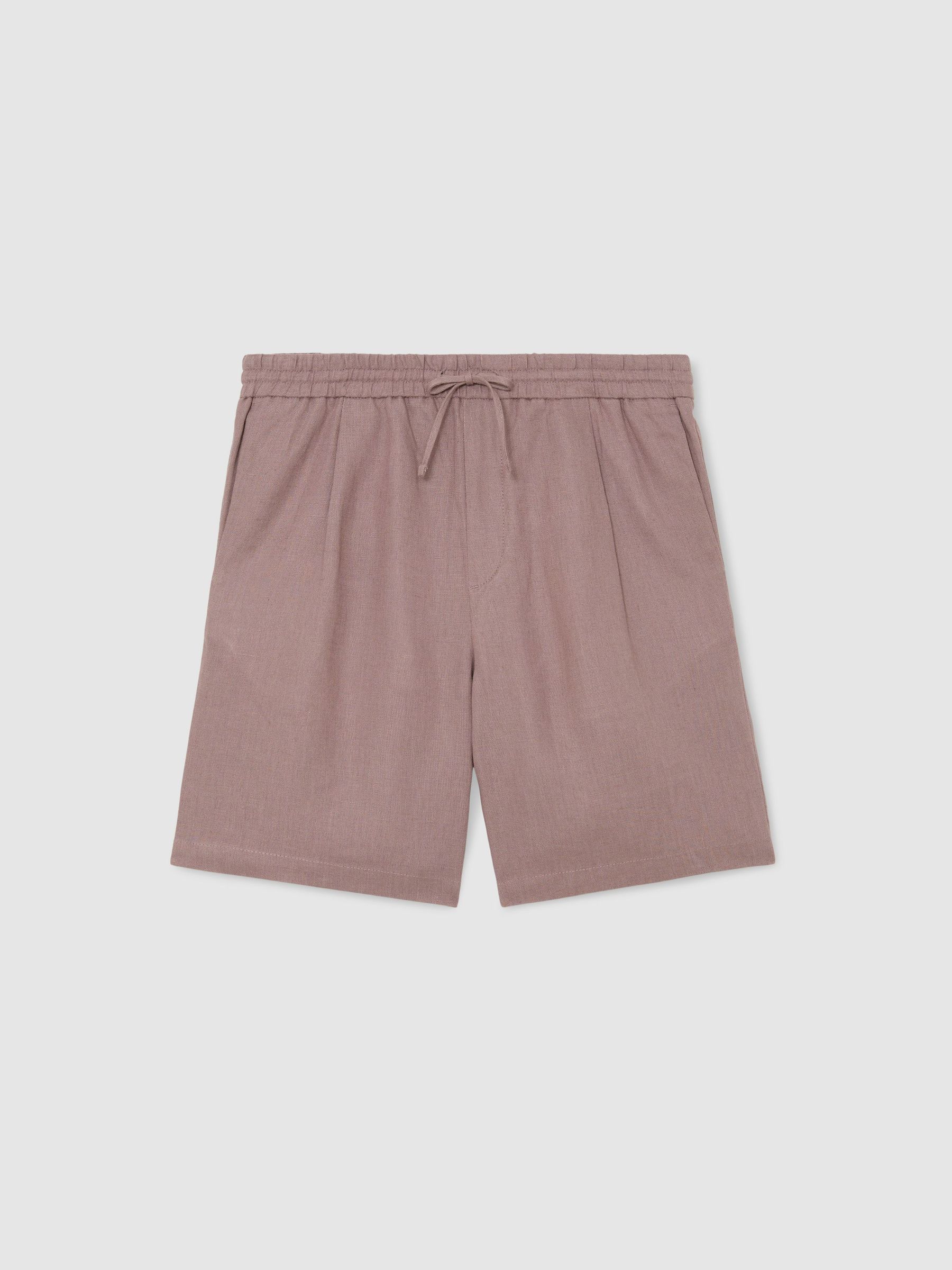 Linen Drawstring Shorts in Lavender Pink - image 1