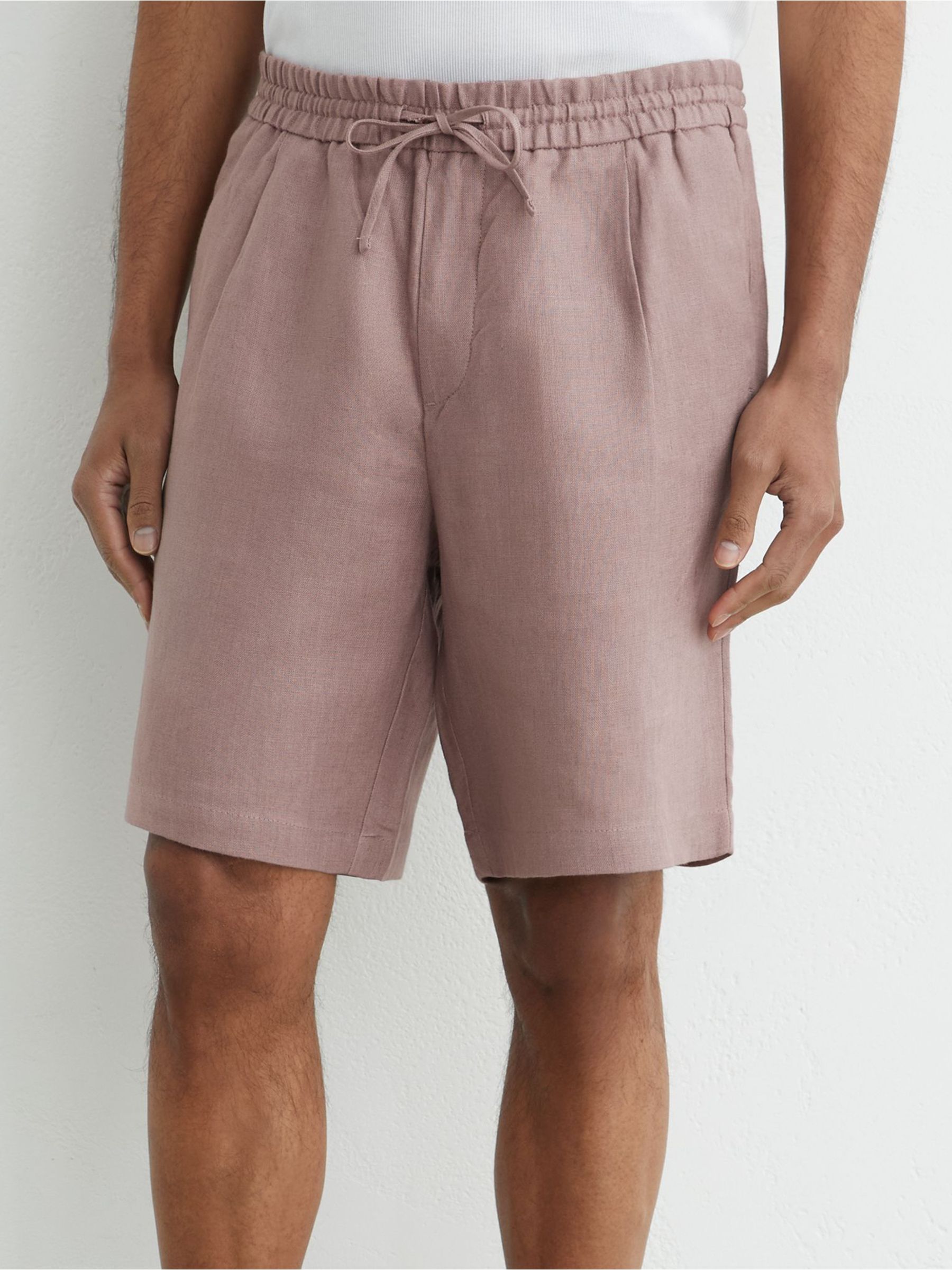 Linen Drawstring Shorts in Lavender Pink - Image 3 of 6