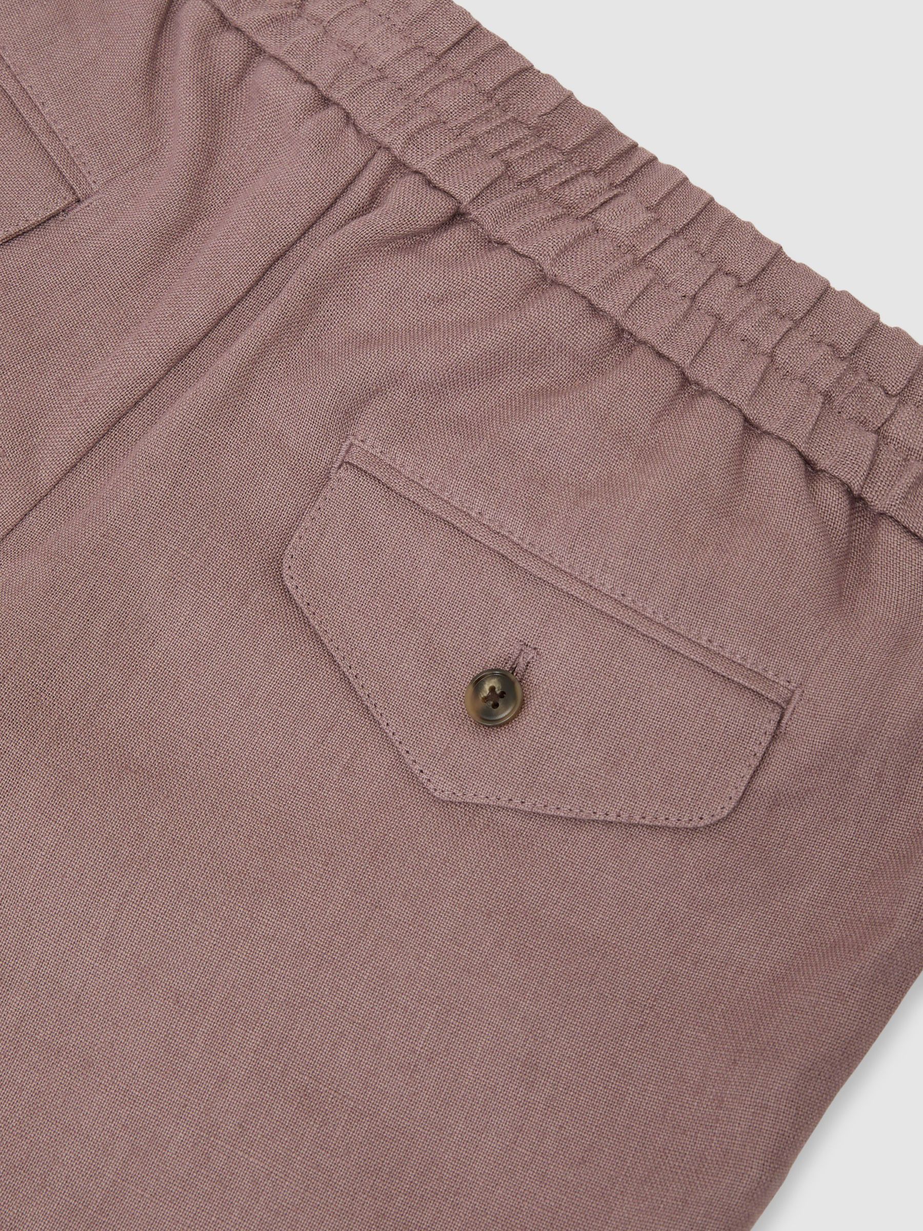 Linen Drawstring Shorts in Lavender Pink - image 3