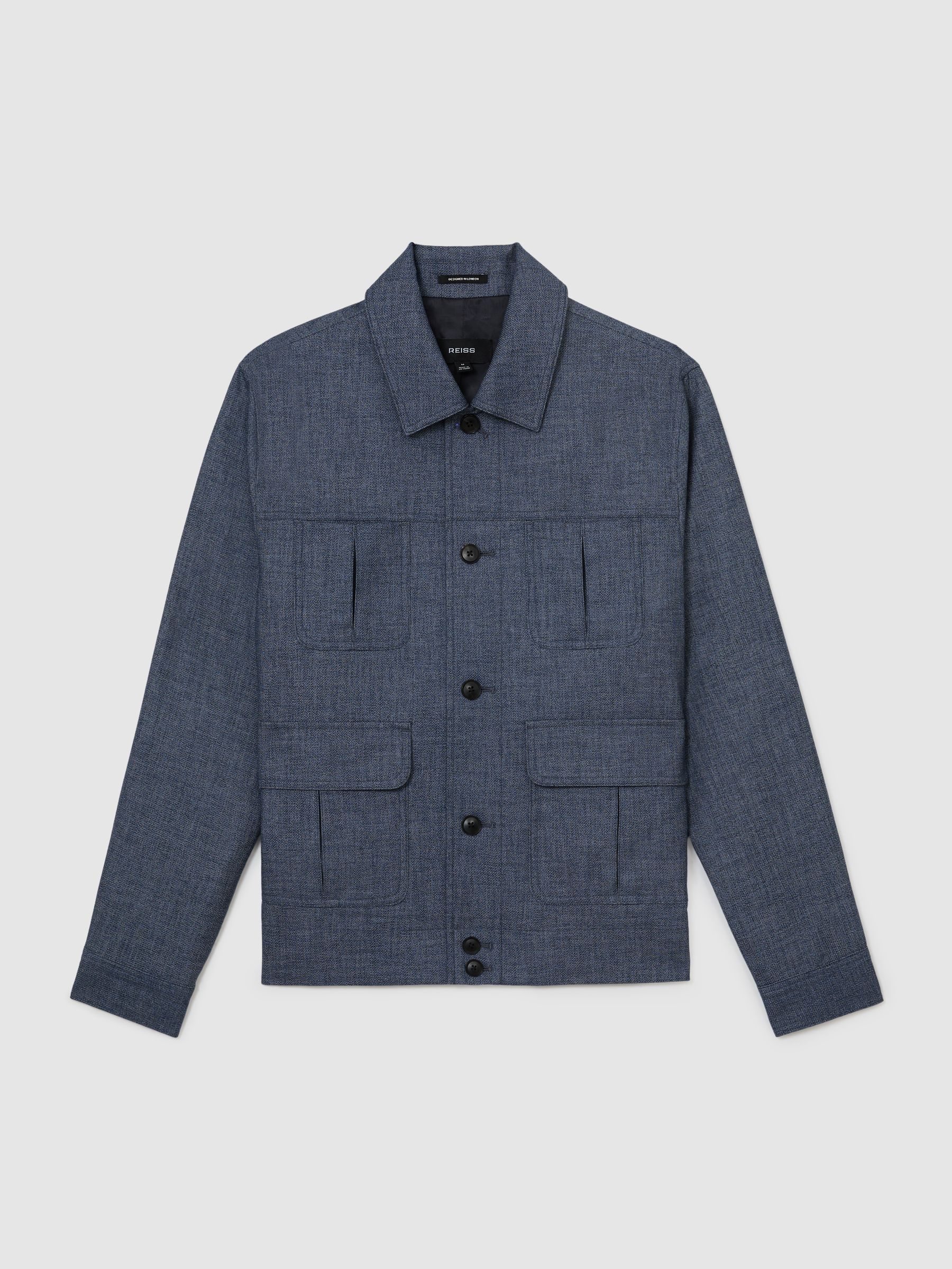 Woven Four-Pocket Jacket in Airforce Blue - image 1