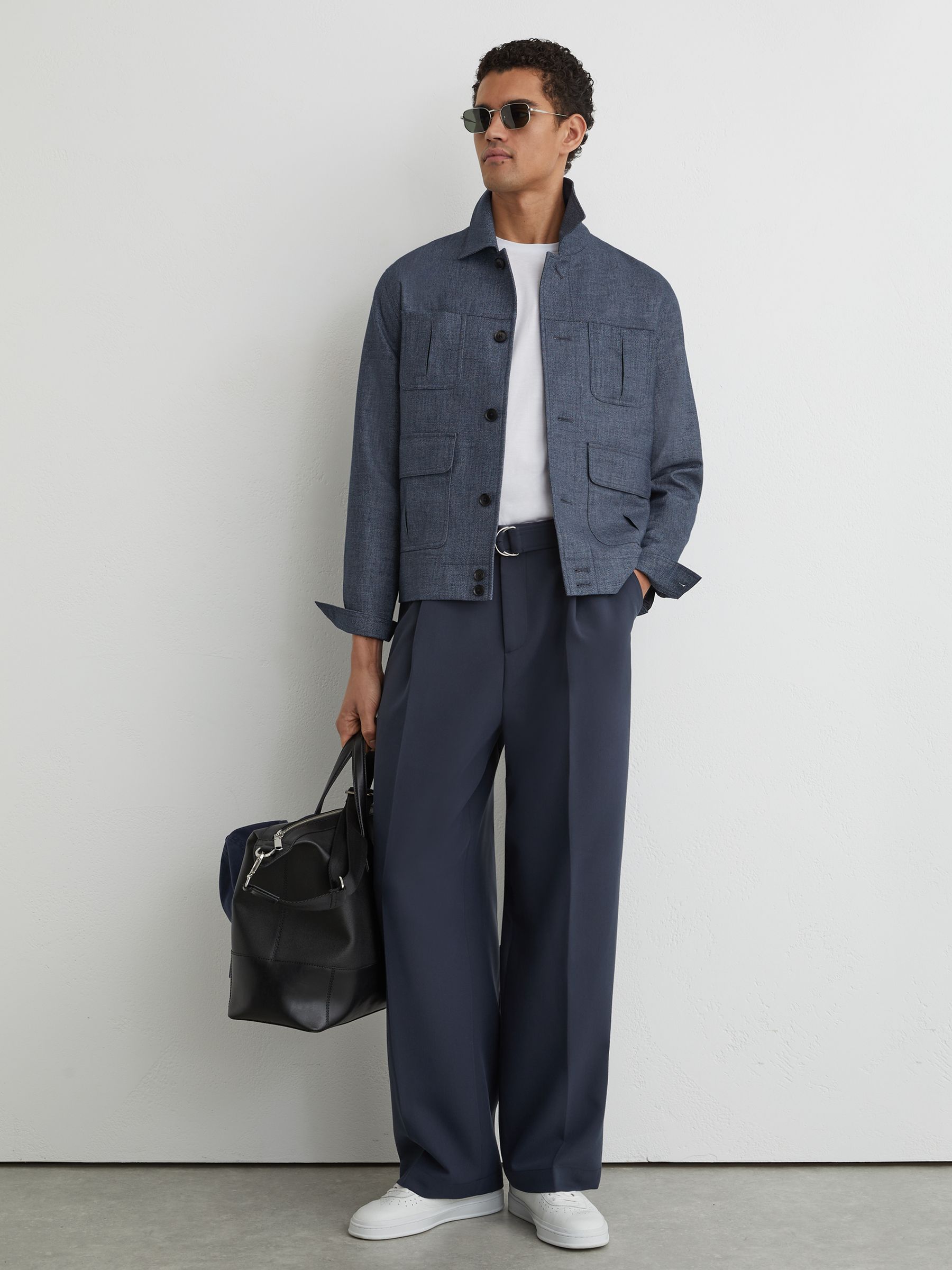 Woven Four-Pocket Jacket in Airforce Blue - Image 3 of 6