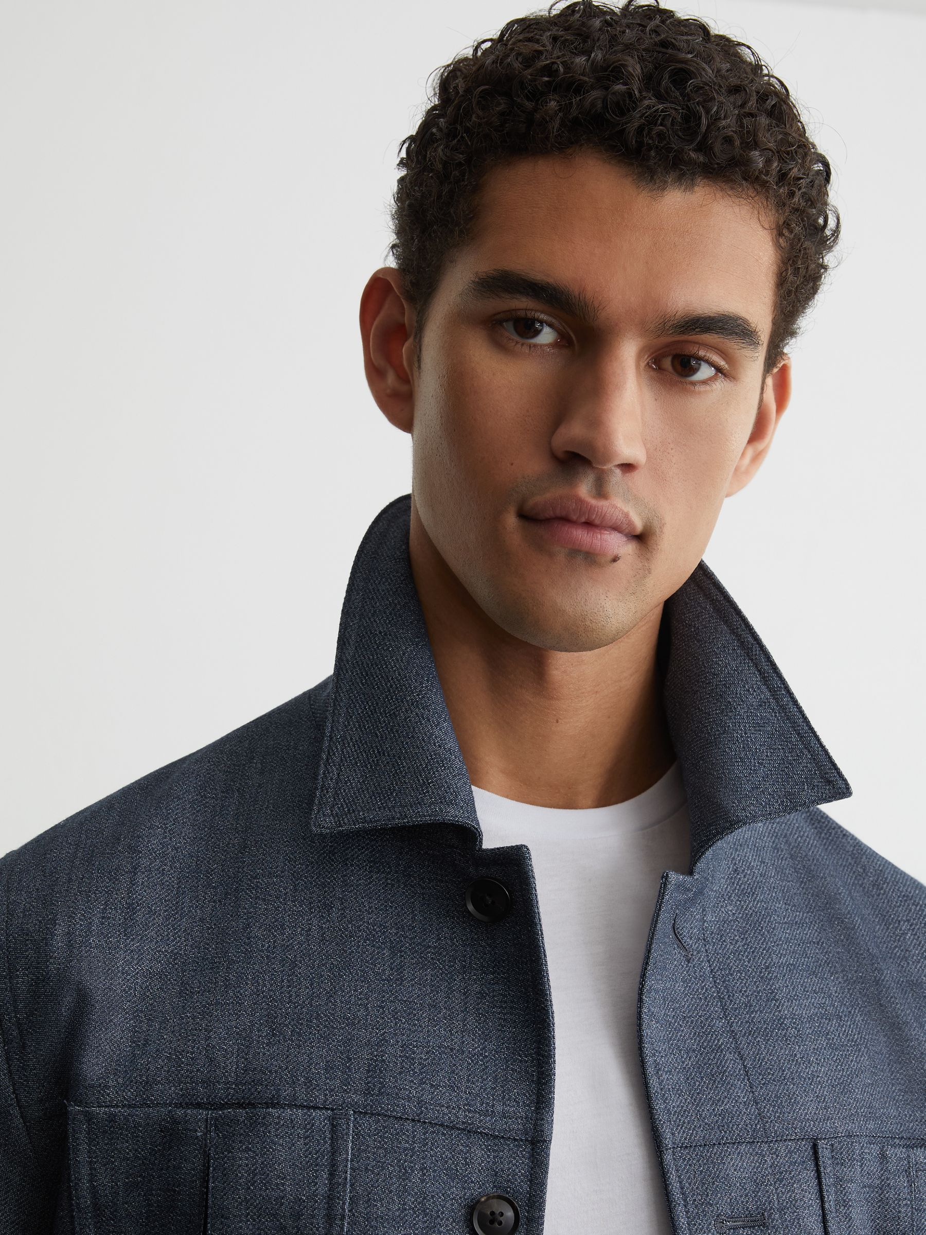 Woven Four-Pocket Jacket in Airforce Blue - Image 4 of 6